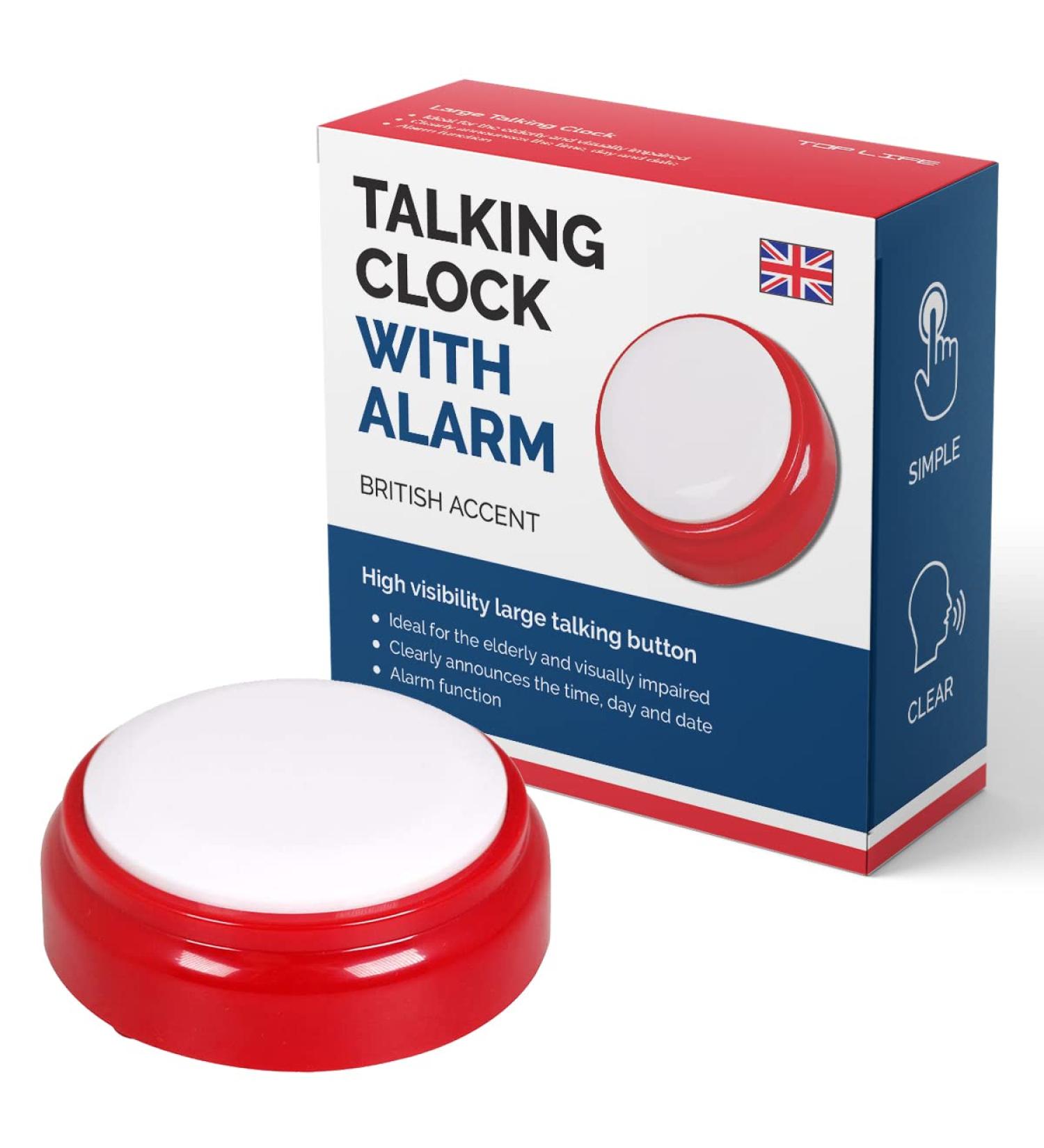 British Accent Talking Clock for Elderly | Clear Time and Date | Easy to Operate English Speaking Clock - Buy Online on GoSupps.com