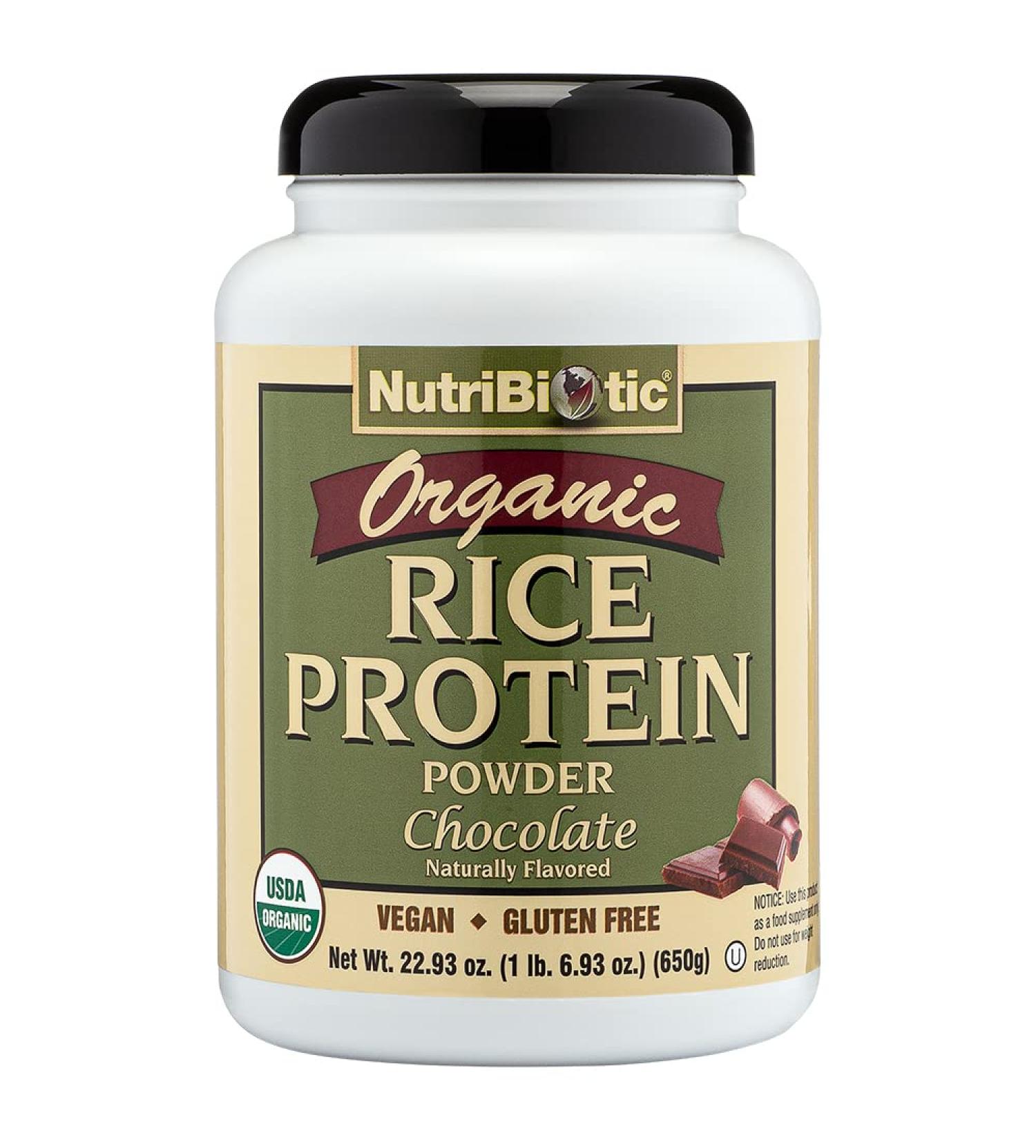 NutriBiotic Organic Rice Protein Chocolate | 1 lb 6.9 oz (650 g) - Vegan, Non-GMO - Buy Online on GoSupps.com