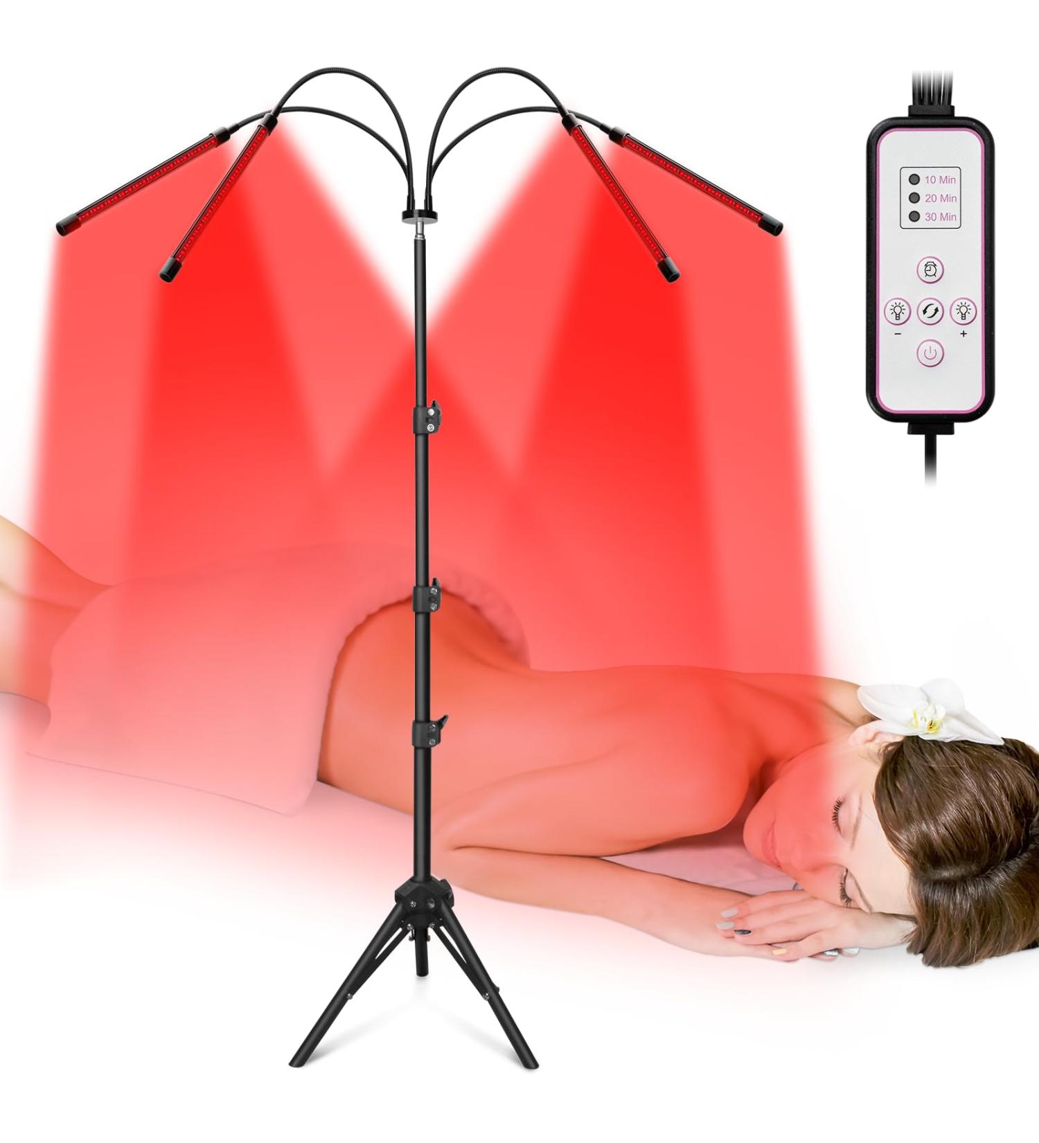 Mojimdo Red Light Therapy Lamp 660nm&850nm Infrared Light with Flexible Gooseneck Arm and Height-Adjustable Stand for Targeted Use on Face Body Knee Back - Ideal for Home Use - Buy Online on GoSupps.com