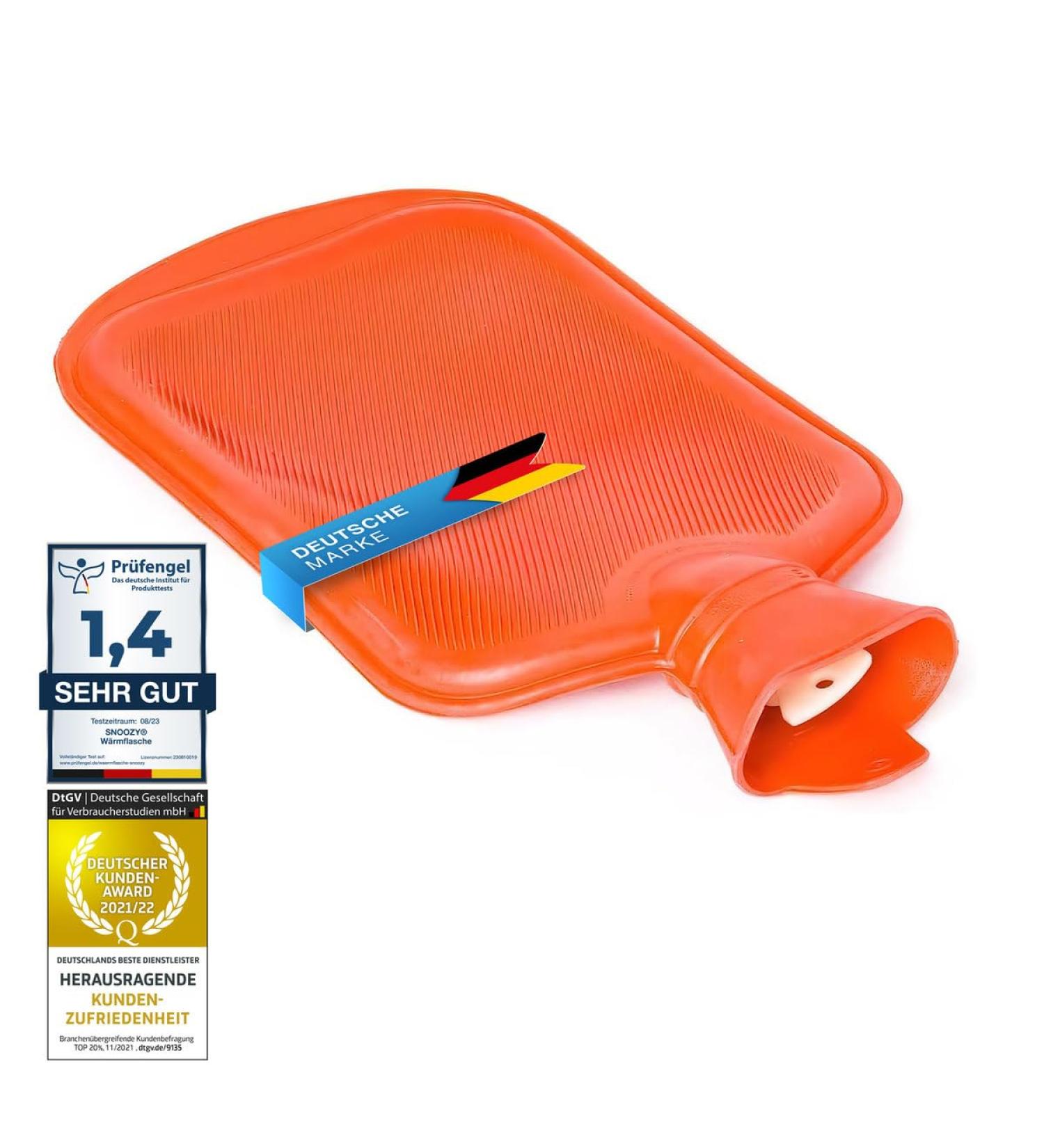 Snoozy XXL Hot Water Bottle with Soft Cozy Cover - 2 Liter Natural Rubber for Long-Lasting Heat - Buy Online on GoSupps.com