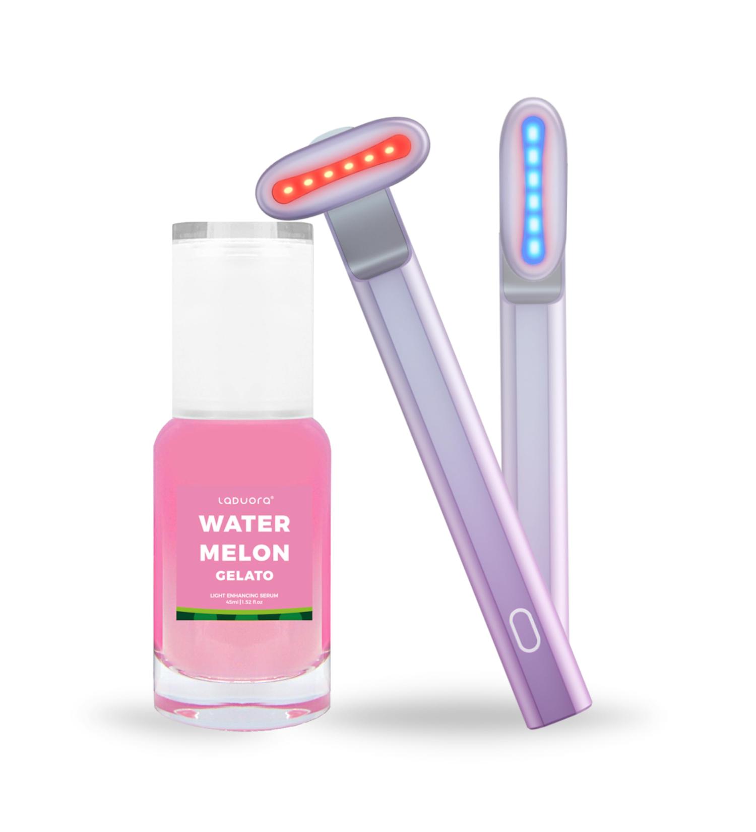Laduora Velve Pro 5-in-1 Dual Color Light Therapy Wand Kit for Face and Neck | Microcurrent & Facial Massage | Lavender Frost - Buy Online on GoSupps.com