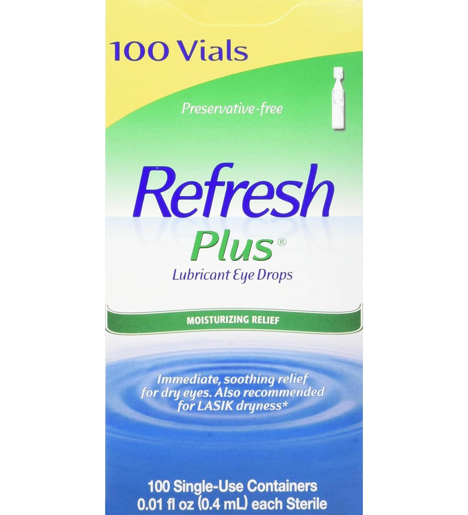 Refresh Plus Lubricant Eye Drops - Long Lasting Relief & Protection for Dry Eyes | 100 Single Use Vials - Buy Online on GoSupps.com