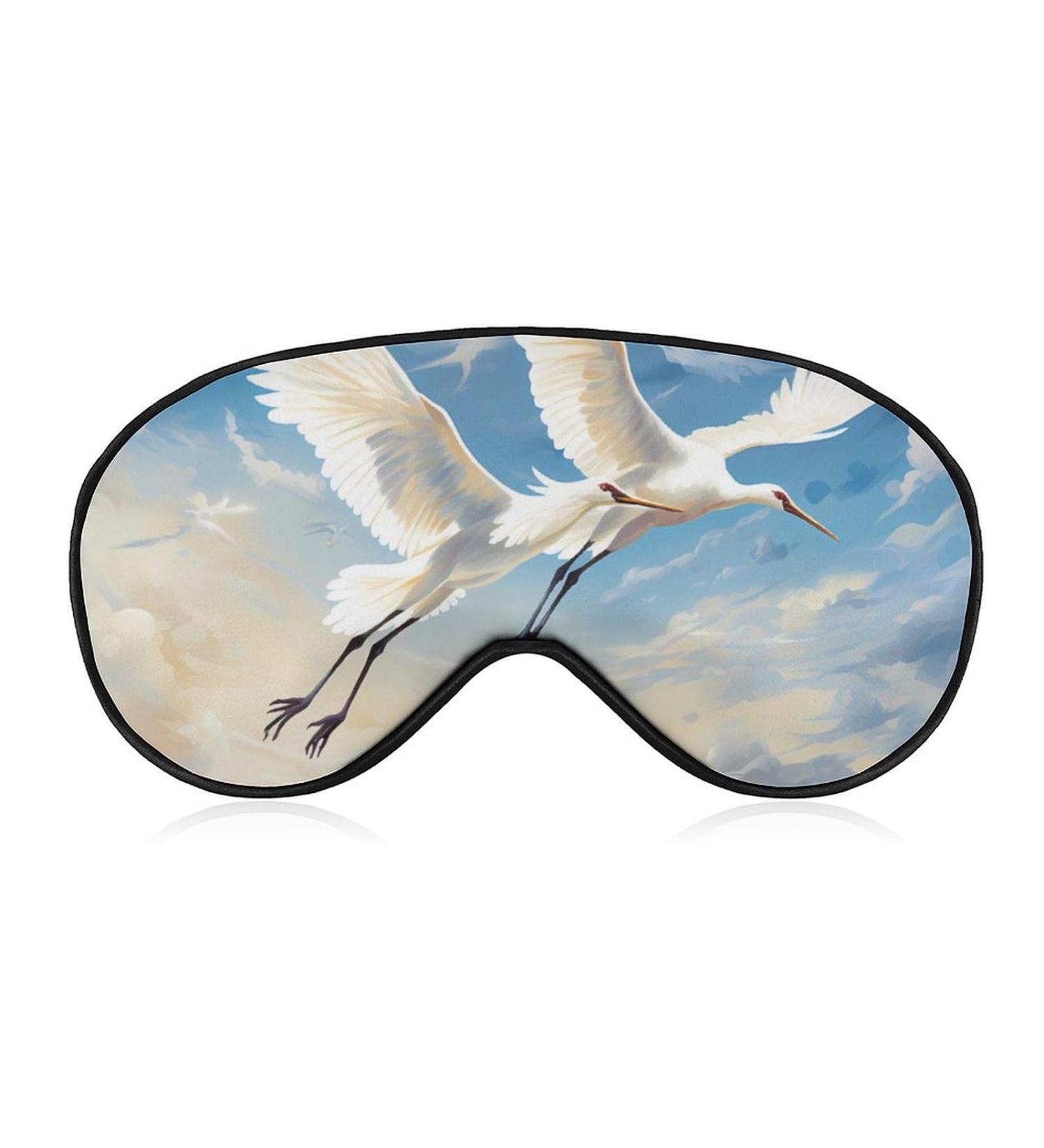 Cranes Birds Flying Sky Sleep Mask | Cute Adjustable Eyemask for Travel & Sleeping - Buy Online on GoSupps.com