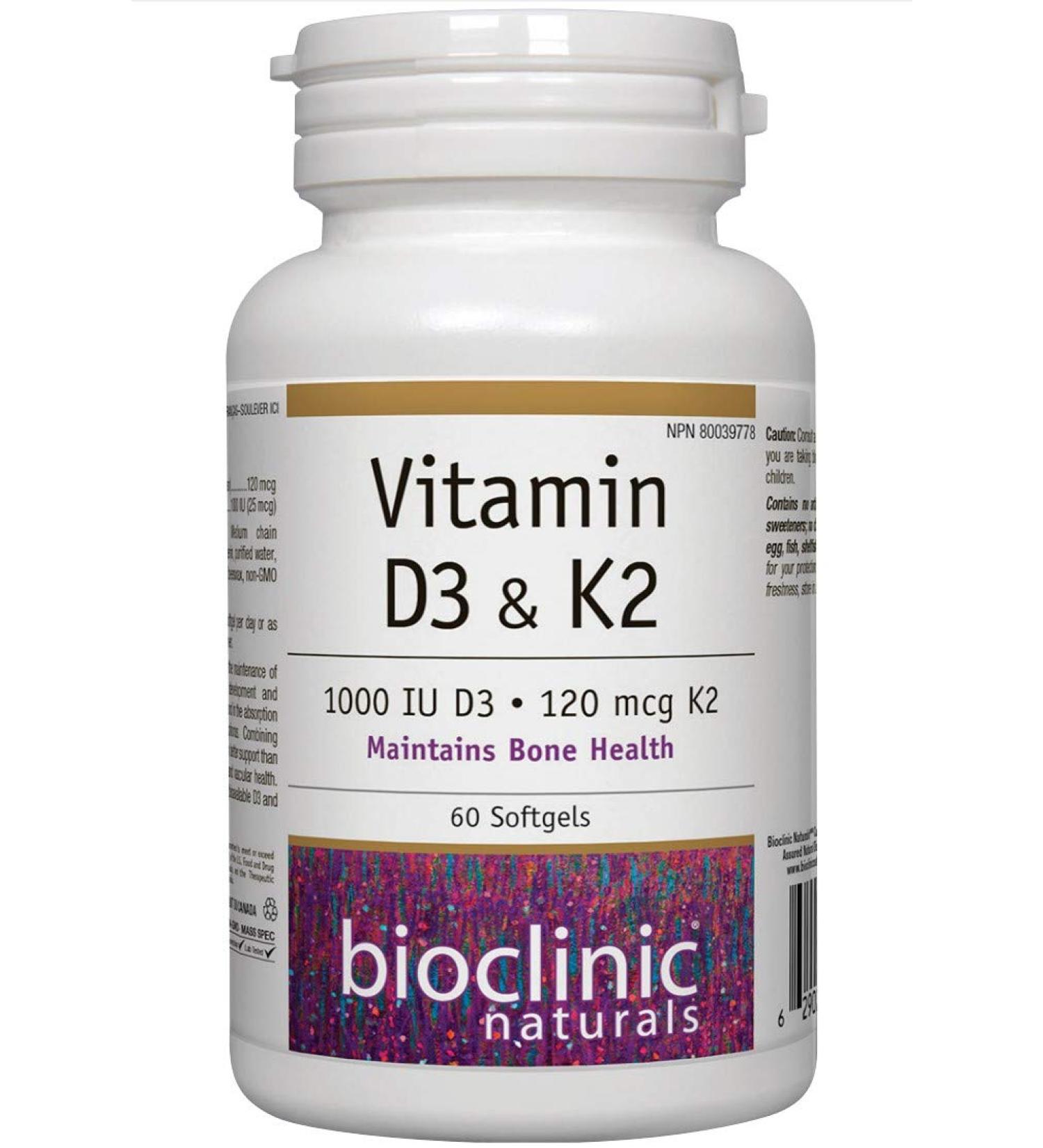 Bioclinic Naturals Vitamin D3 & K2 60 Gels by Bioclinic Naturals