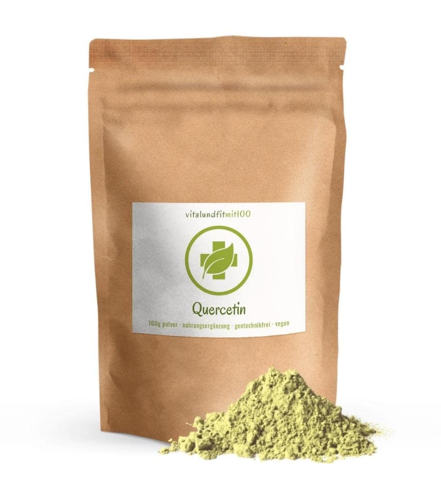Vitalundfitmit100 Quercetin 100g Powder | Pure Plant-Based Vegan Lab-Tested | No Additives | International Shipping - Buy Online on GoSupps.com