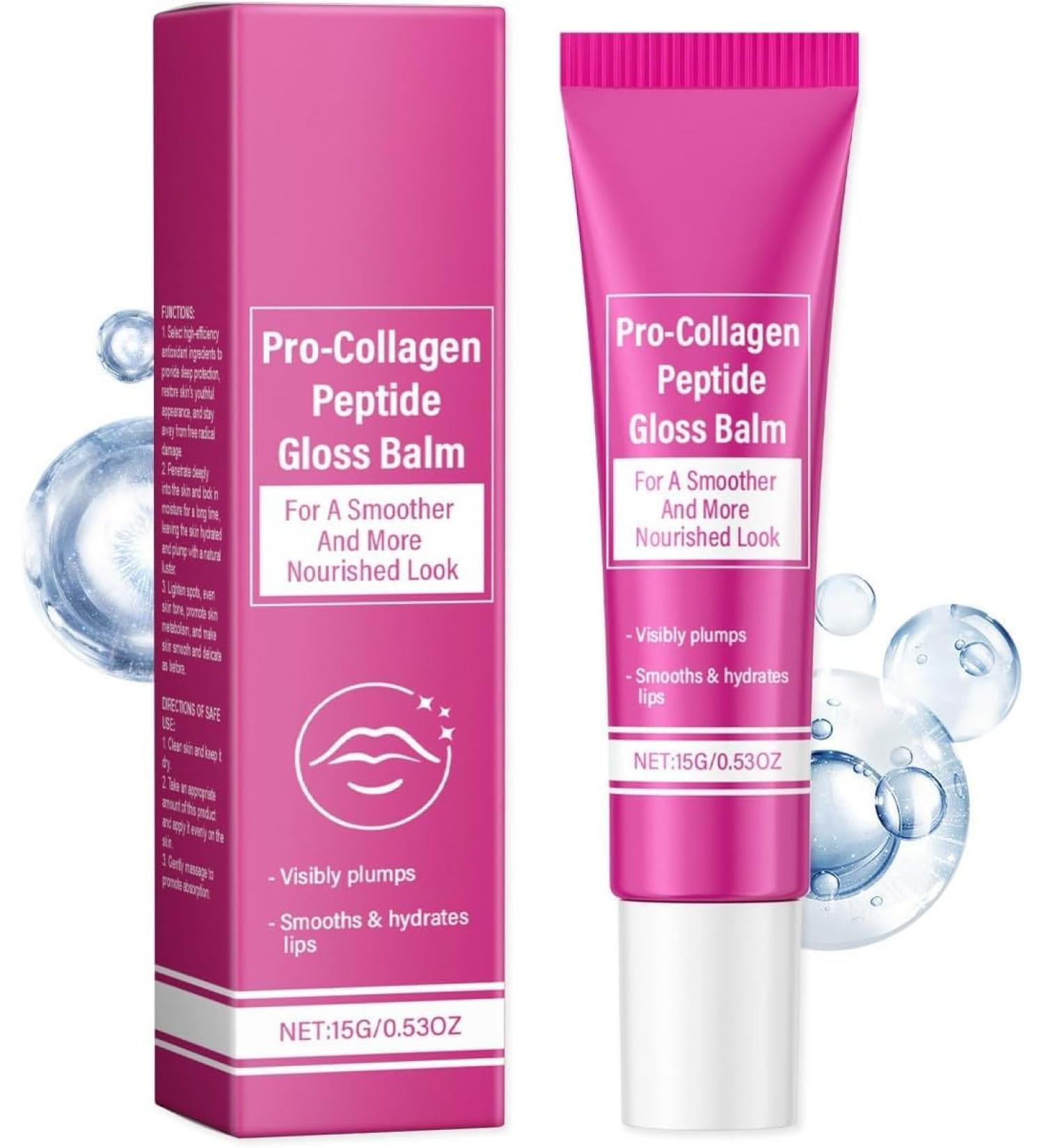 ProCollagen Peptide Lip Gloss Balm Plumping & Moisturizing Balm Hydrates & Softens Light Shine Finish for Plumper All Natural Lip Balm1pc - Buy Online on GoSupps.com