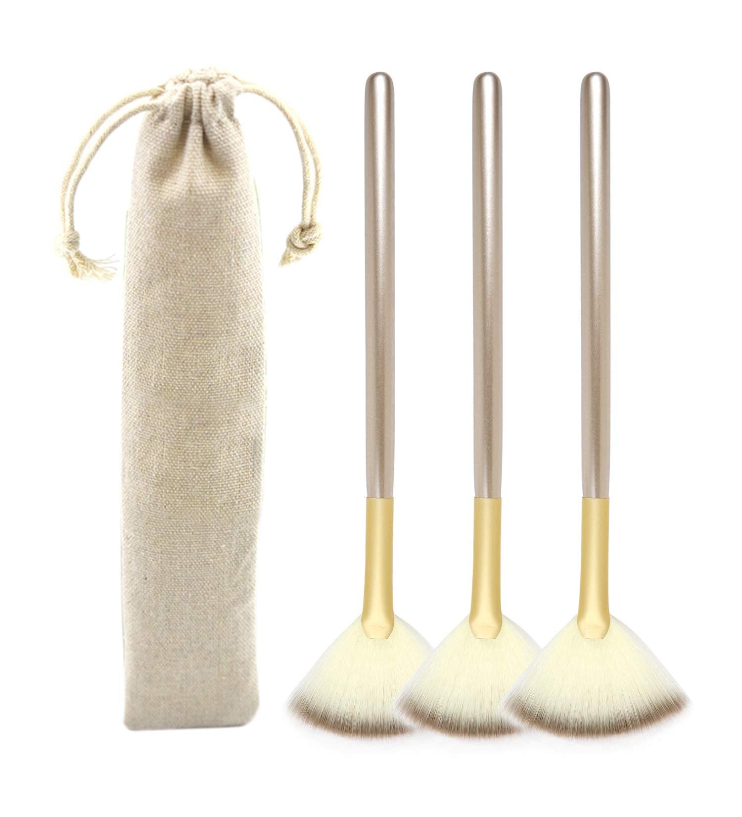 Soft Fan Brushes for Glycolic Peel | Makeup Applicator Tools - Pack of 3 | Includes Storage Bag - Buy Online on GoSupps.com