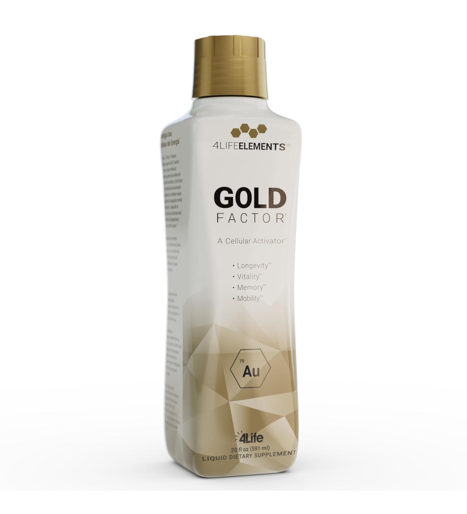 4LifeElements - Gold Factor Cellular Activator with Ultra-Fine Gold Particles for Vitality DNA & Telomere Support Brain Clarity - 32 oz - Buy Online on GoSupps.com