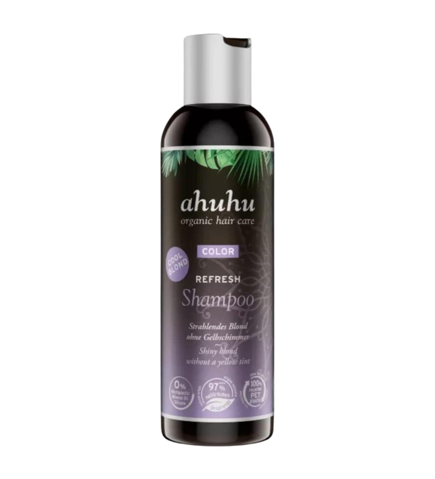Ahuhu Color Refresh Silbershampoo Cool Blond (200 ml)-against yellow tinge for bleached & gray hair ultra cool color pigments for anti-yellow tinge effect gives moonlight reflexes vegan hair care color refresh silver shampoo cool blonde 200ml