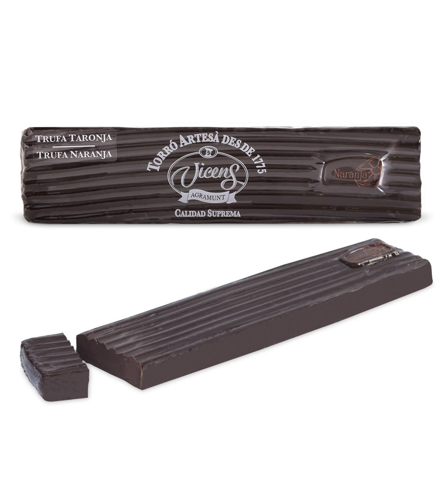 VICENS AGRAMUNT Orange Truffle Turgat 300g Torrons Vicens - Sweet Christmas Supreme Quality - Nougat with chocolate filling and orange flavor - Tradition and innovation with traditional bricks
