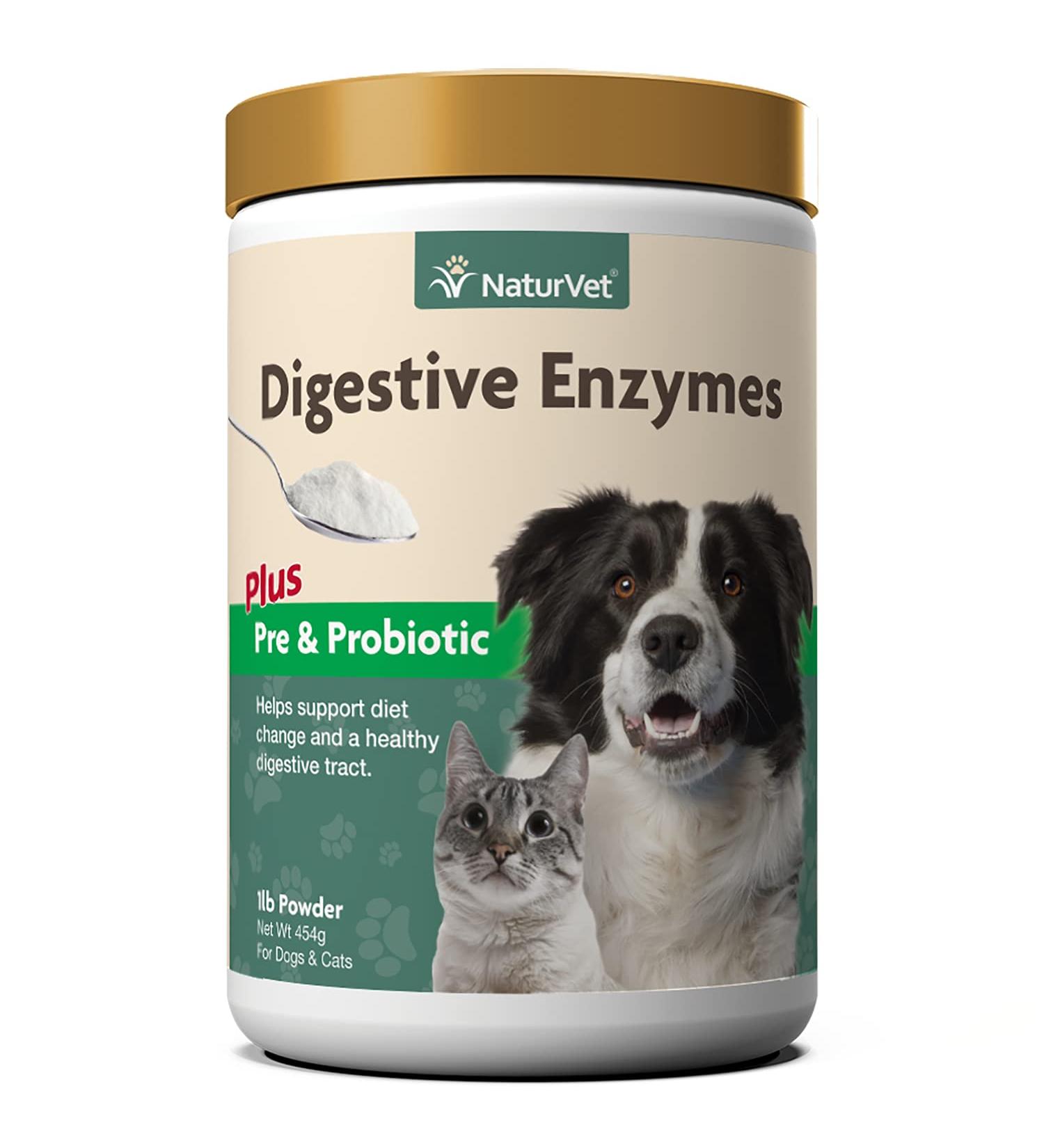 NaturVet Digestive Enzymes Plus Probiotic Powder for Dogs & Cats - 4 oz - Buy Online on GoSupps.com