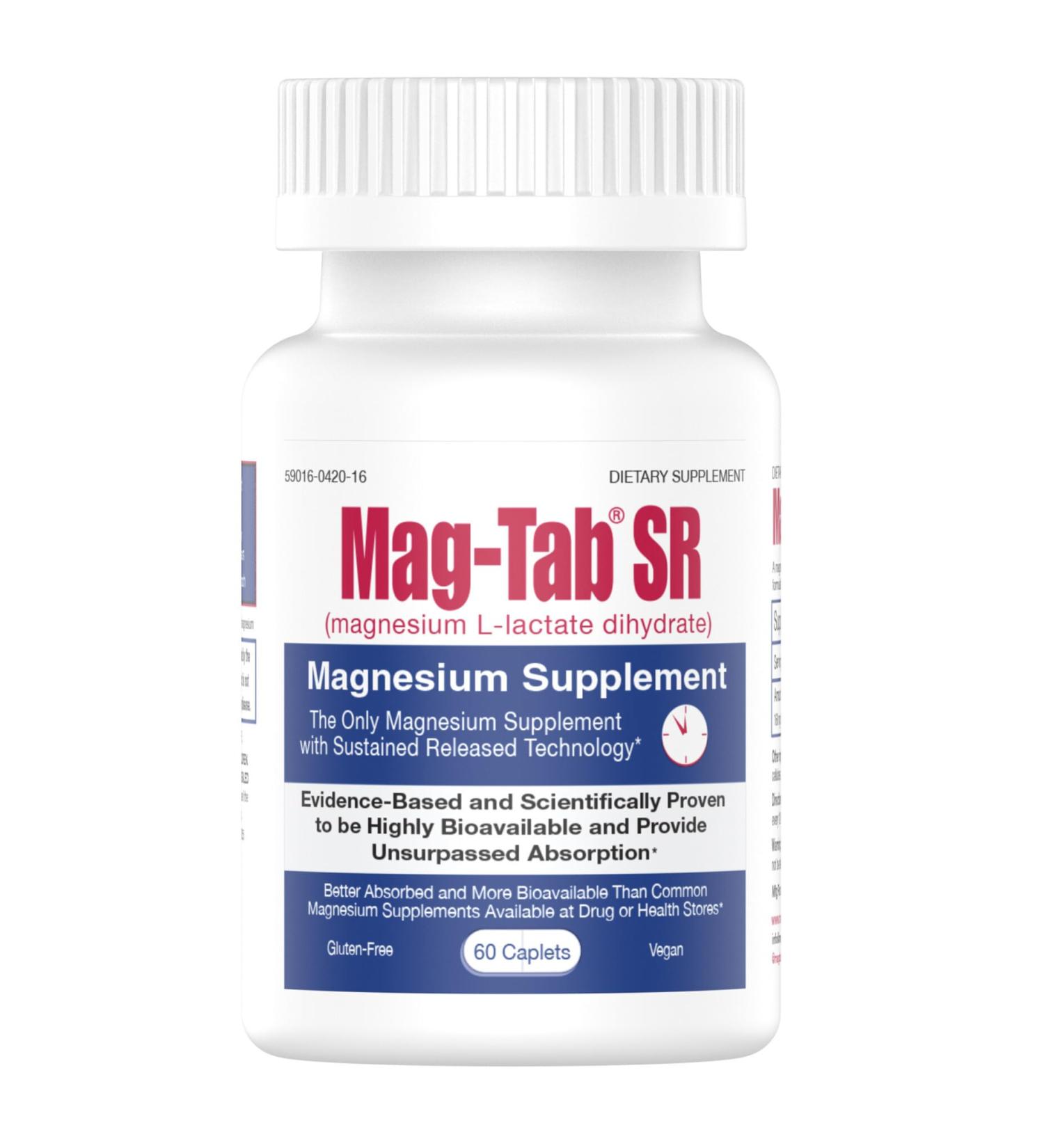 Extended Release Magnesium Lactate Delivery for 10x Better Absorption-Mag-Tab SR (Sustained Release) 60 Count-Supports Sleep, Muscle Cramps, Magnesium Deficiency Health Issue (60) - Buy Online on GoSupps.com