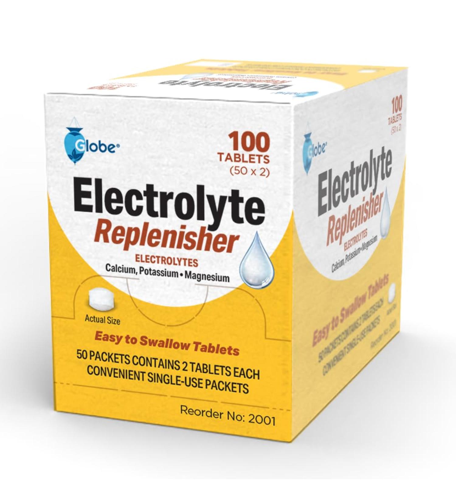 Globe Electrolyte Replacement Tablets - 100 Count for Rehydration Exercise Recovery & Sports | Specially for Athletes Hiking & Camping - Buy Online on GoSupps.com