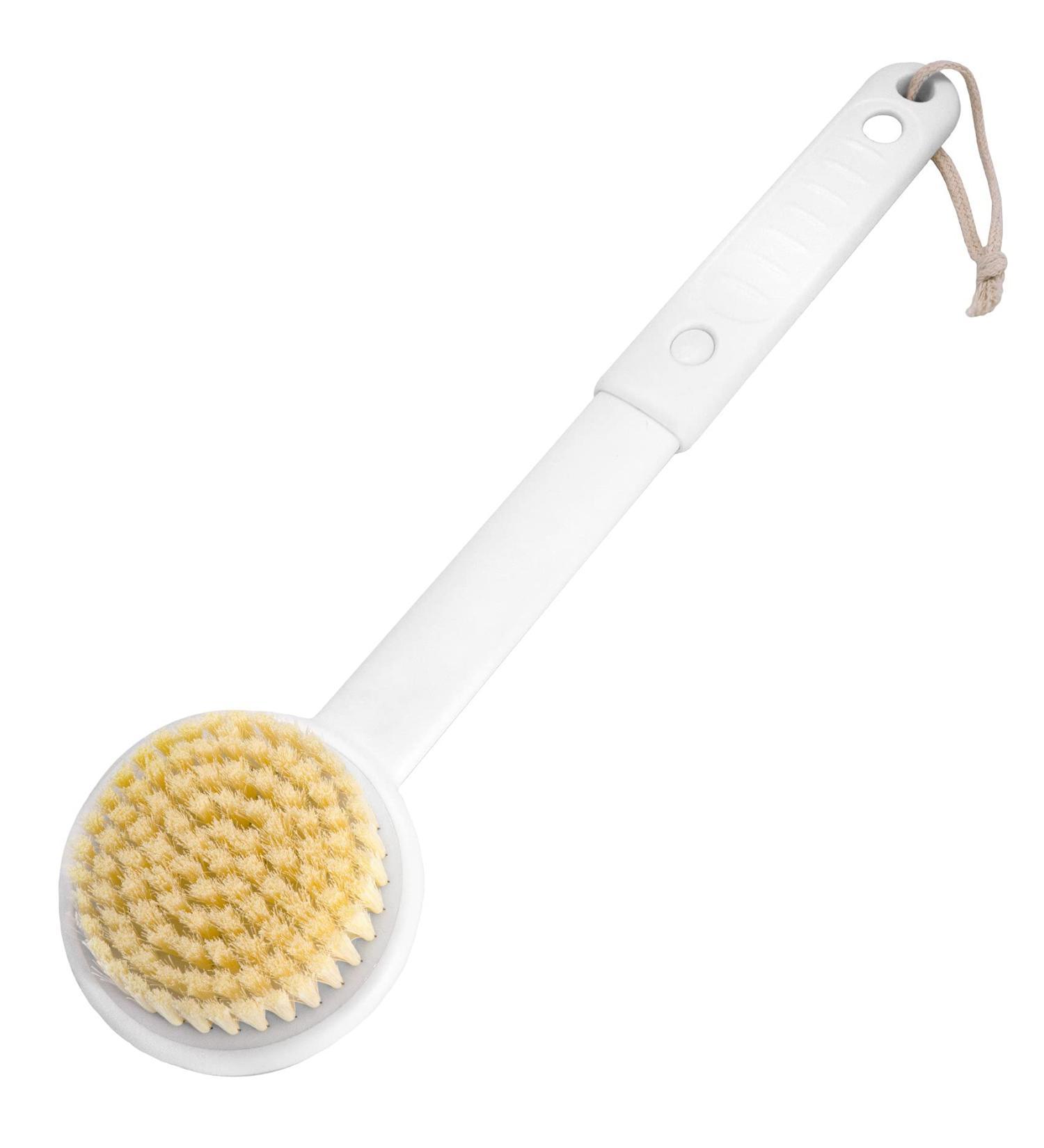 YOLETO Back Scrubber for Shower - Adjustable Long Handle, Soft Bristles - Exfoliating Dry Brush for Women, Elderly, Kids - White - Buy Online on GoSupps.com