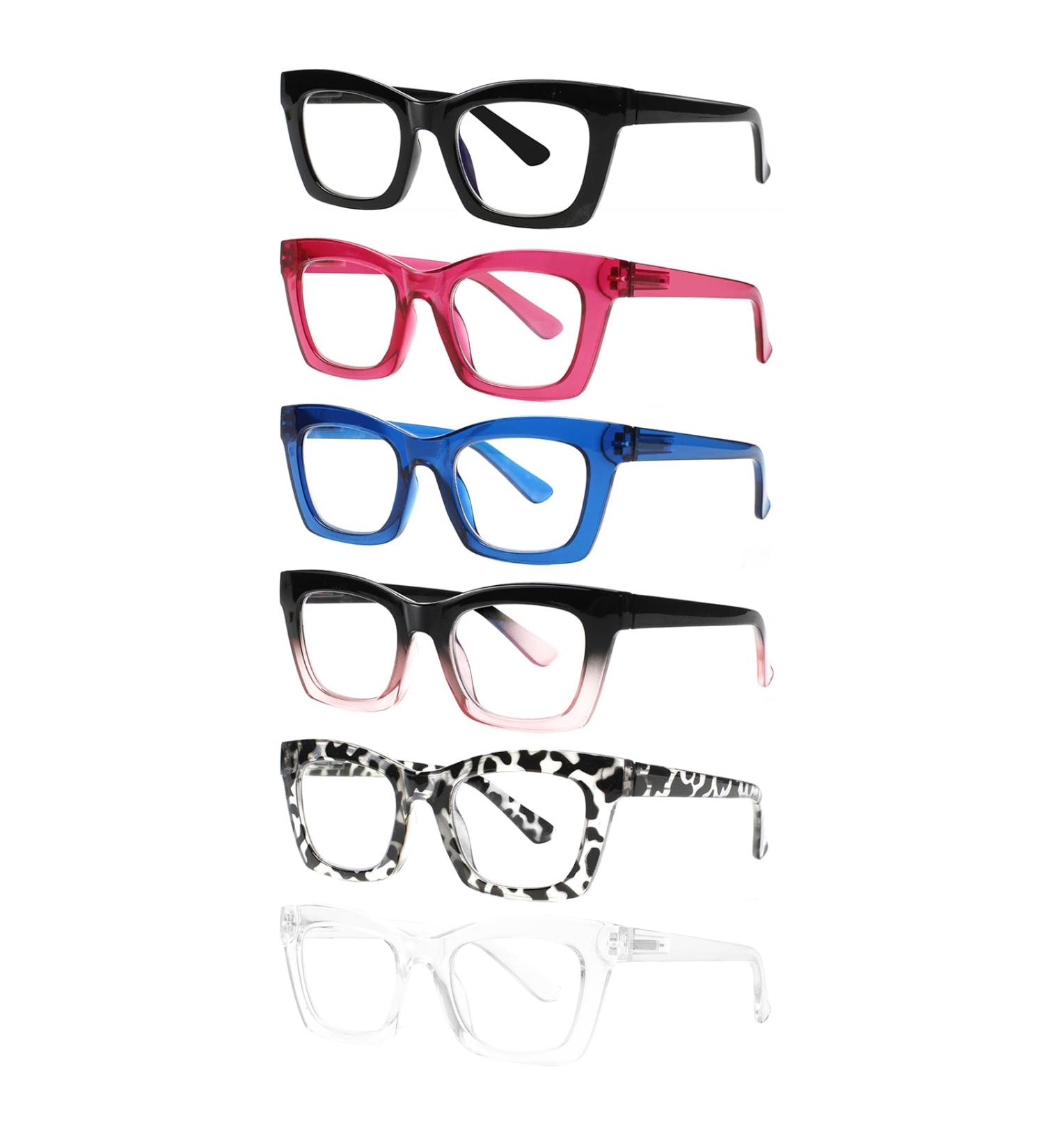 6 Pack Oprah Style Blue Light Blocking Reading Glasses for Women - Spring Hinge Eyeglasses Mixed Colors 1.0x Readers - Buy Online on GoSupps.com