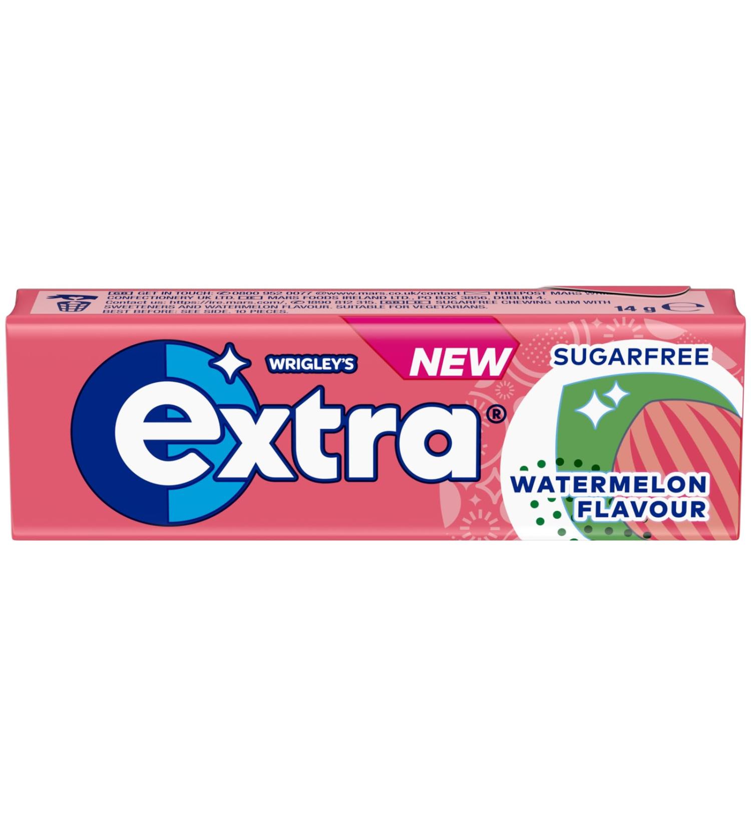 Extra Watermelon Flavour Sugar Free Chewing Gum 10 pieces 30 x 10 pieces - Buy Online on GoSupps.com