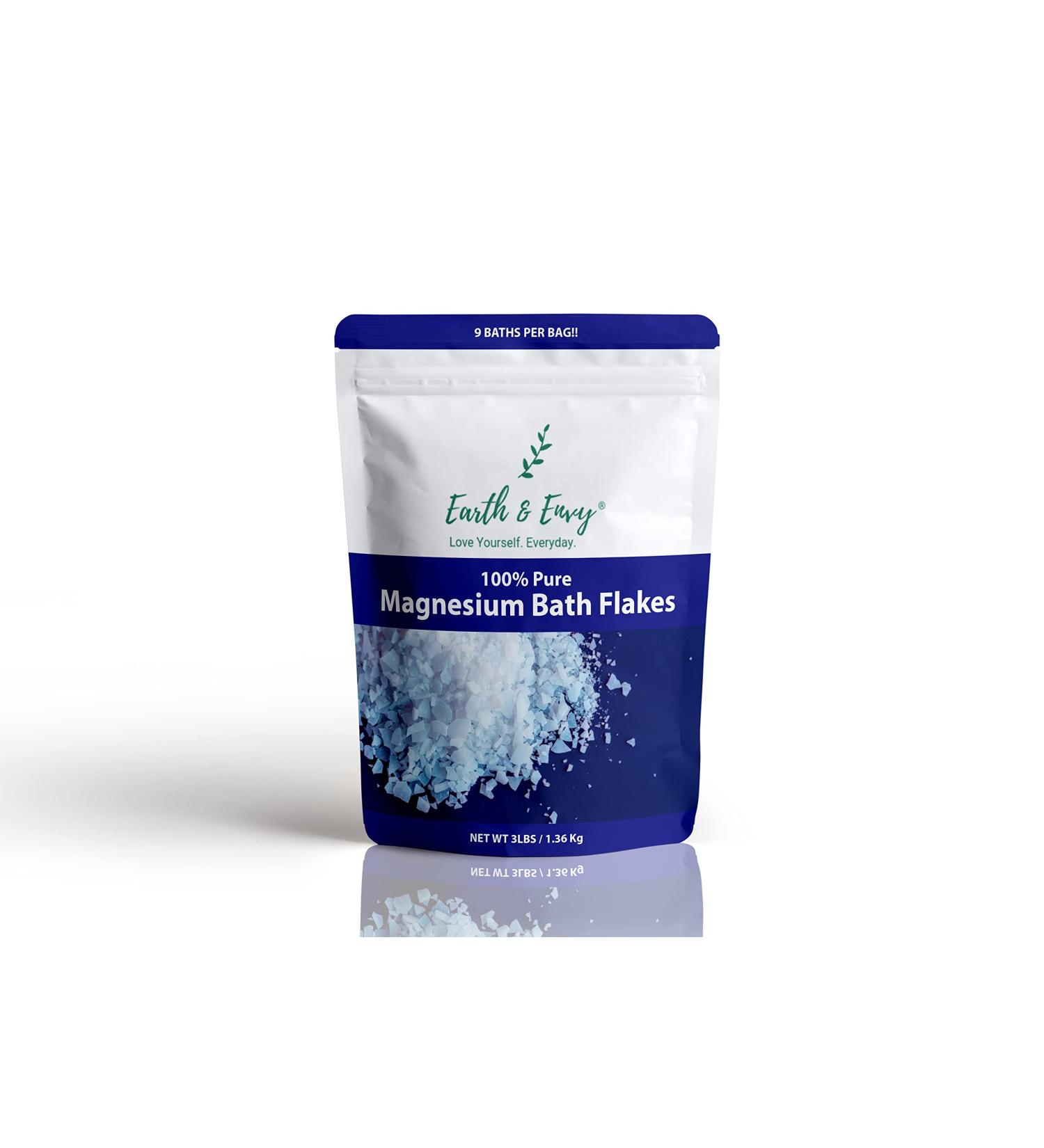 Earth & Envy Pure Magnesium Flakes 2.5LB Bag Better Than Epsom Salt Resealable Bag