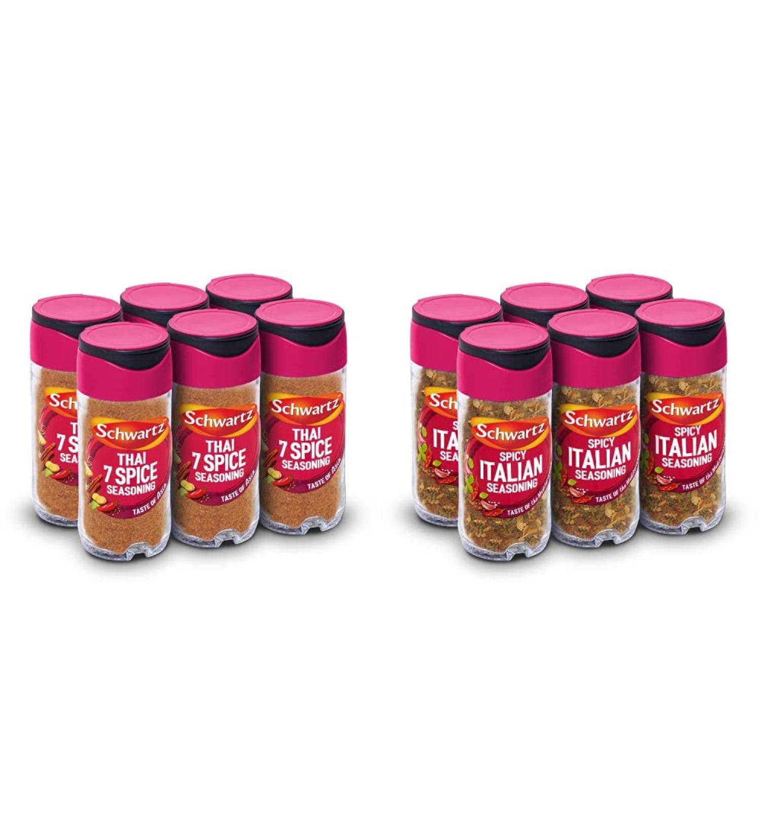 Schwartz Thai 7 Spice Seasoning 52 g Bulk Pack of 6 & Spicy Italian Seasoning 42 g (Pack of 6) + Spicy Italian Seasoning 42 g - Buy Online on GoSupps.com