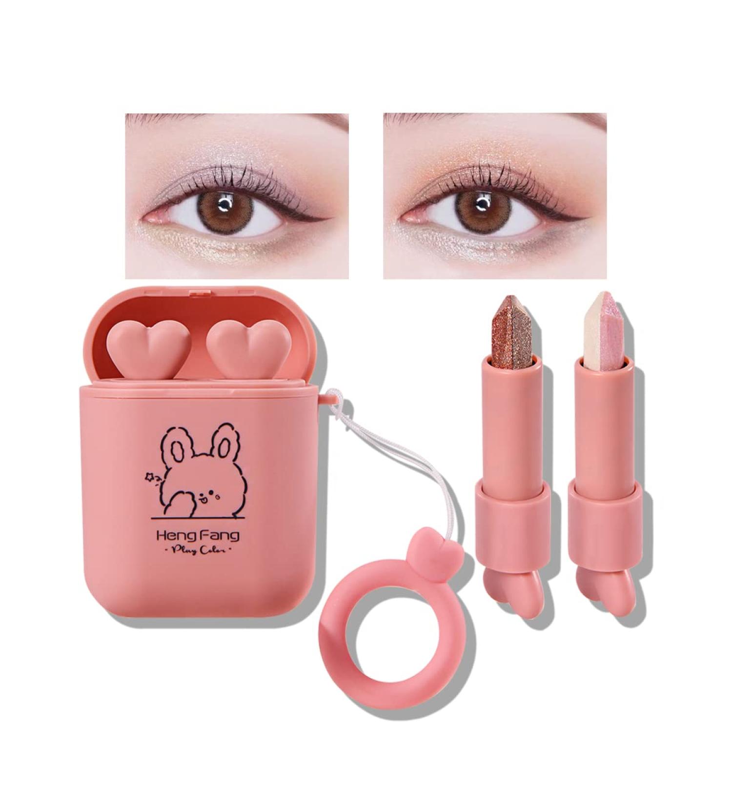 ICE LOVE 2pcs Glitter Eyeshadow Stick Set - Long Lasting Matte Cream & Shimmer Dual Color Eye Makeup - Buy Online on GoSupps.com