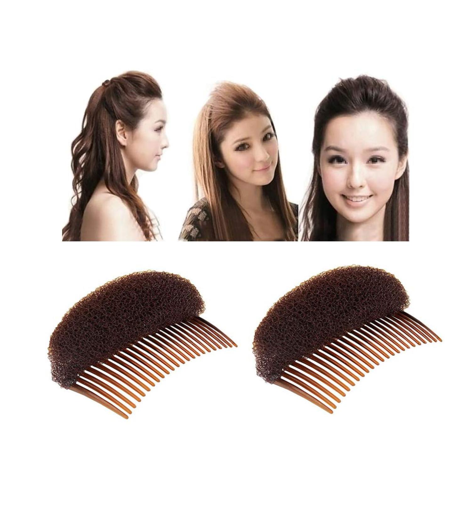 2Pcs Brown Sponge Hair Pad Volume Inserts for Women - Hair Comb Bun Maker Beehive Styler Tool - Buy Online on GoSupps.com