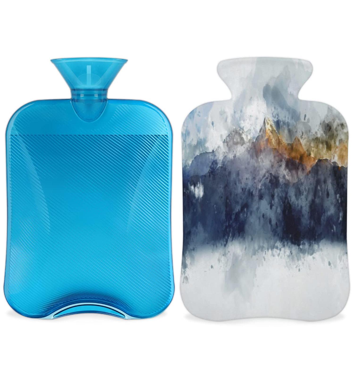 Cozy Modern Art Mountain Hot Water Bottle | 2L Fluffy Cover for Pain Relief & Comfort - Buy Online on GoSupps.com