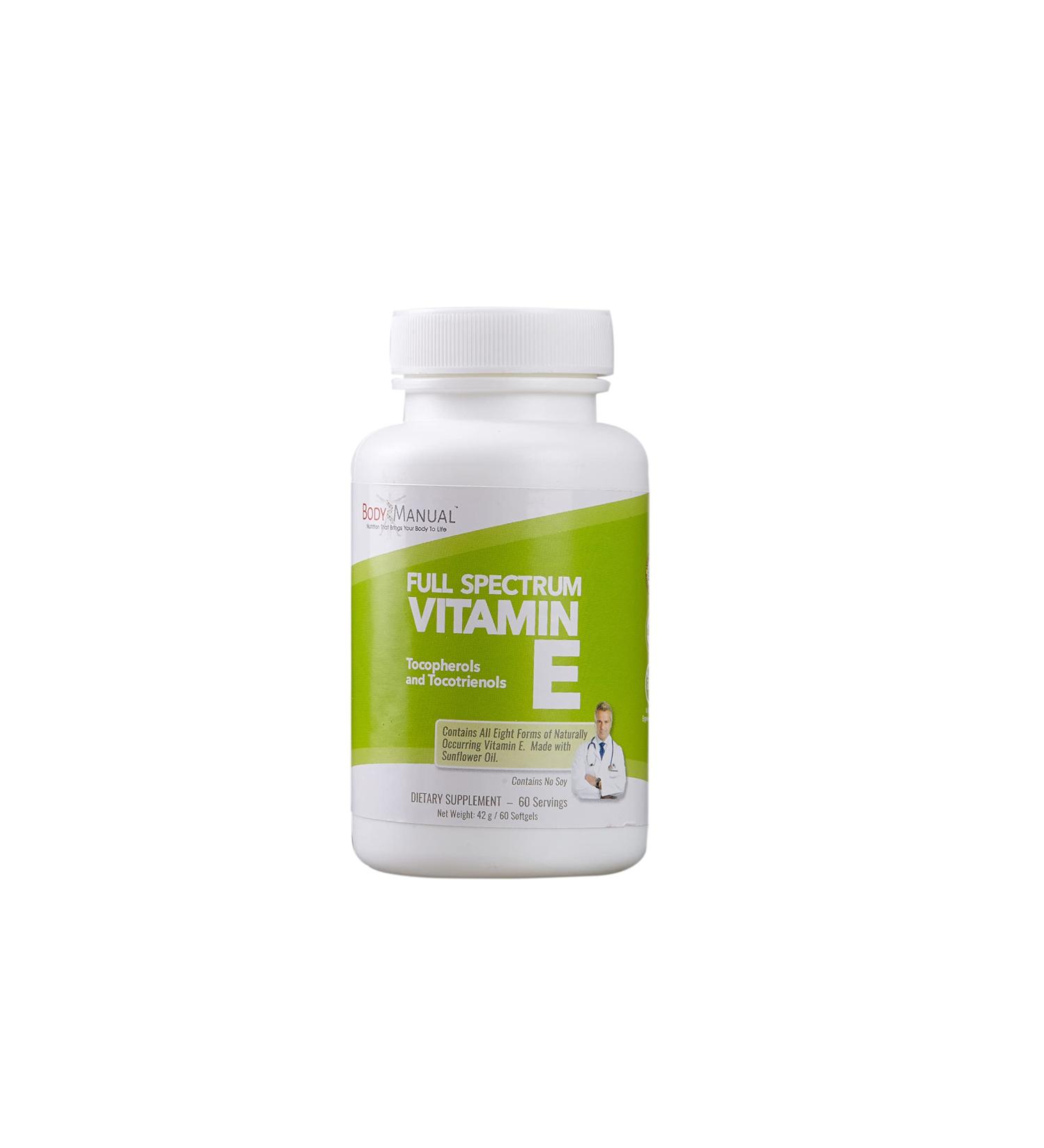 Premium Full Spectrum Vitamin E Supplement | Includes Alpha Beta Gamma Delta Tocopherols & Tocotrienols | Gluten Dairy Soy Egg Free | 60 Softgels - Buy Online on GoSupps.com