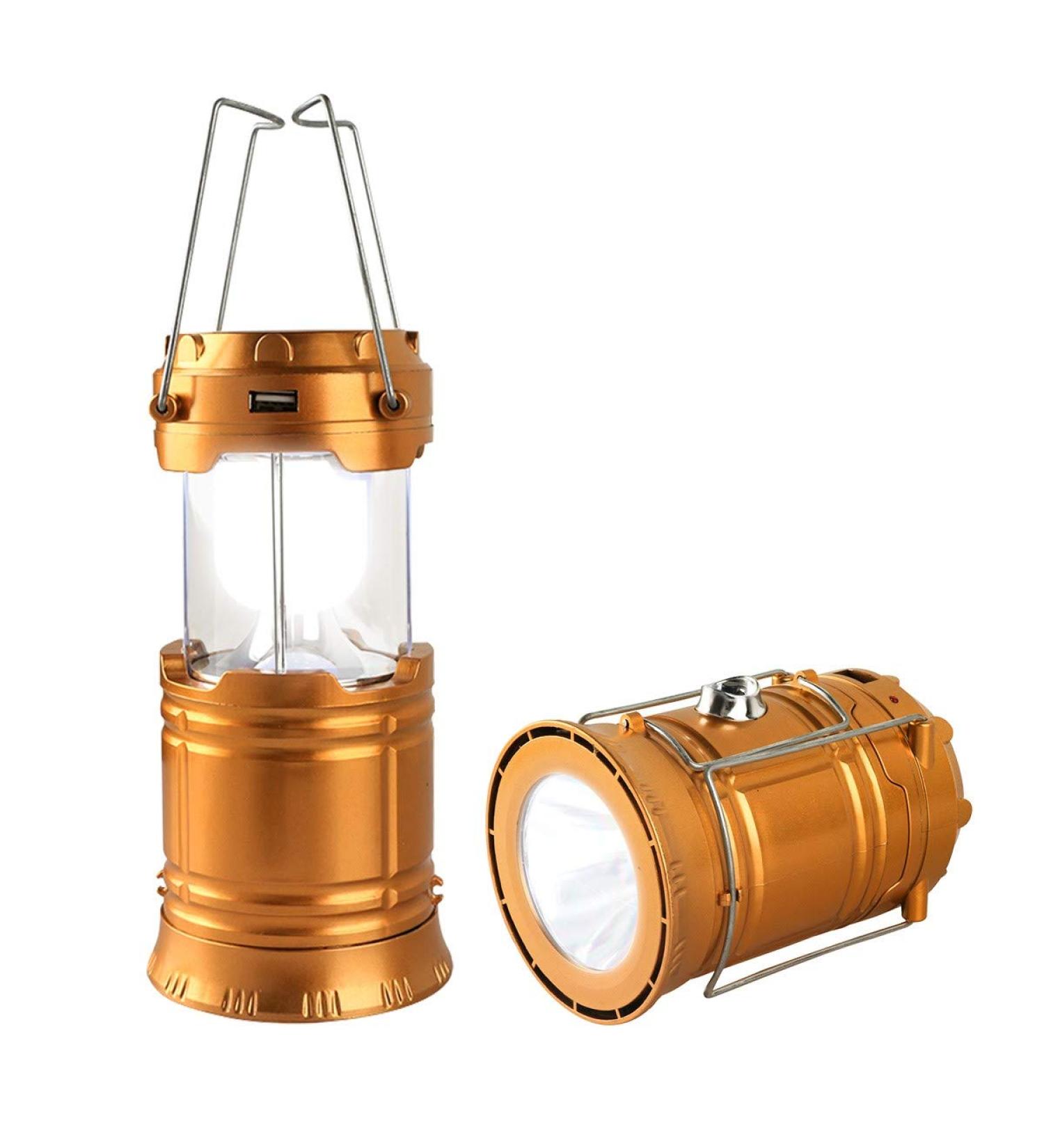 Censinda LED Camping Lantern - Solar & Rechargeable Flashlight, Portable & Collapsible Light for Camping, Hiking, Emergency - Gold (1 Pack) - Buy Online on GoSupps.com