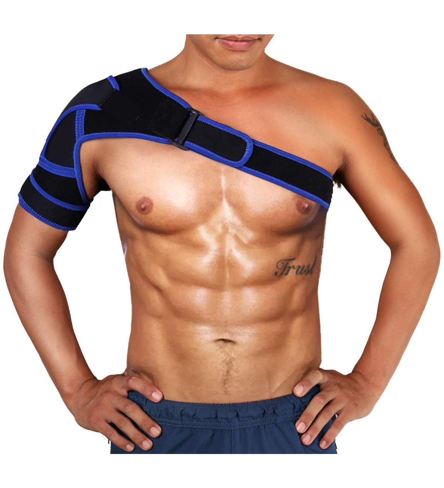 Vitoki Adjustable Shoulder Brace for Men and Women - Neoprene Rotator Cuff Support - Compression Sleeve for Left or Right Shoulder - Medium - Buy Online on GoSupps.com