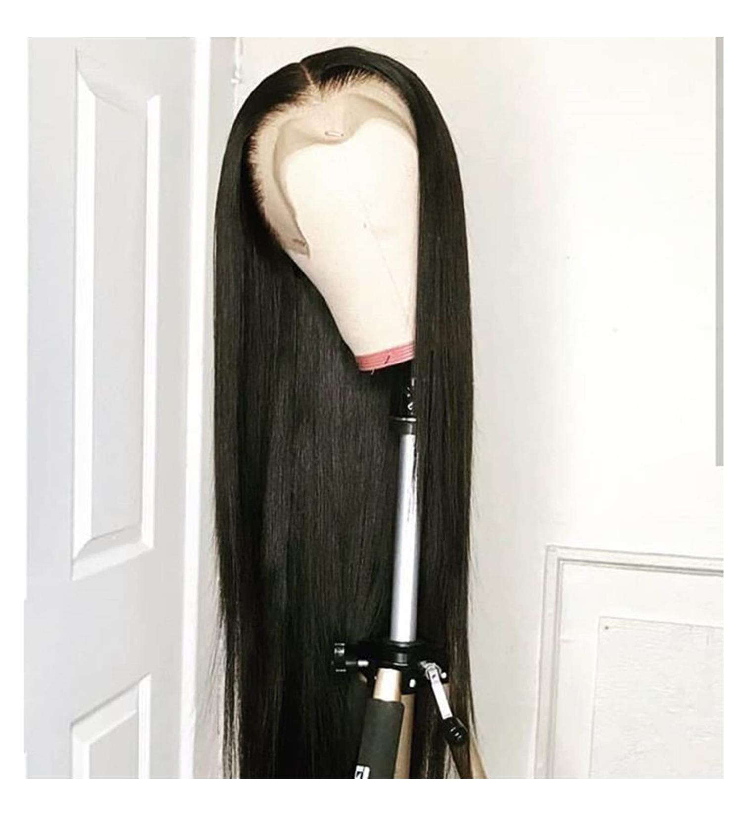 Missyvan Long Straight Lace Front Wig - Black Synthetic Hair, Light Yaki, Heat Resistant, Natural Look - Buy Online on GoSupps.com