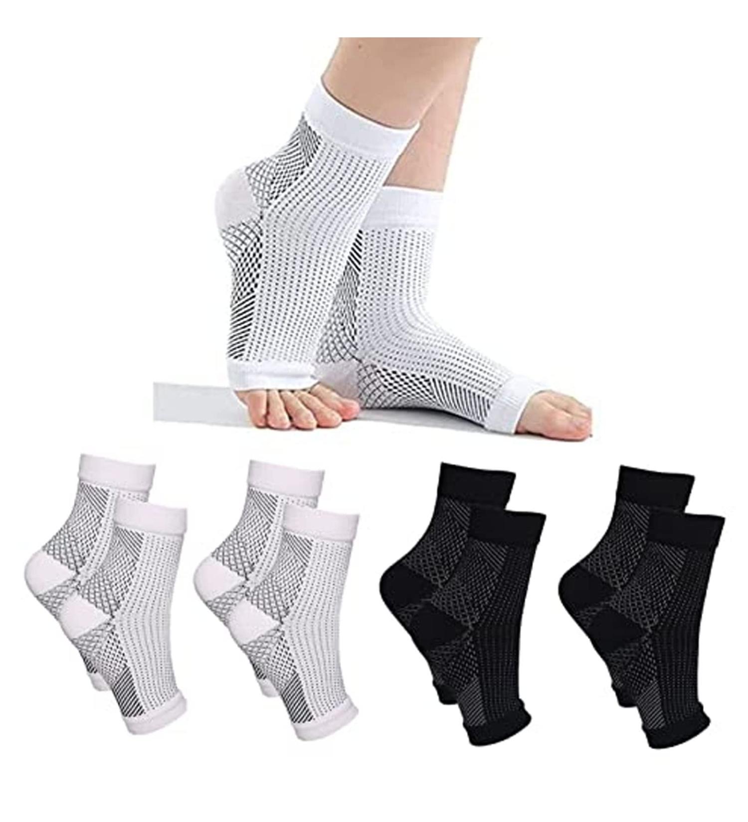VQRZG Neuropathy Socks 4 Pairs for Women and Men - Soothe Relief Compression Ankle Brace for Plantar Fasciitis Sleeve (L/XL) - Buy Online on GoSupps.com