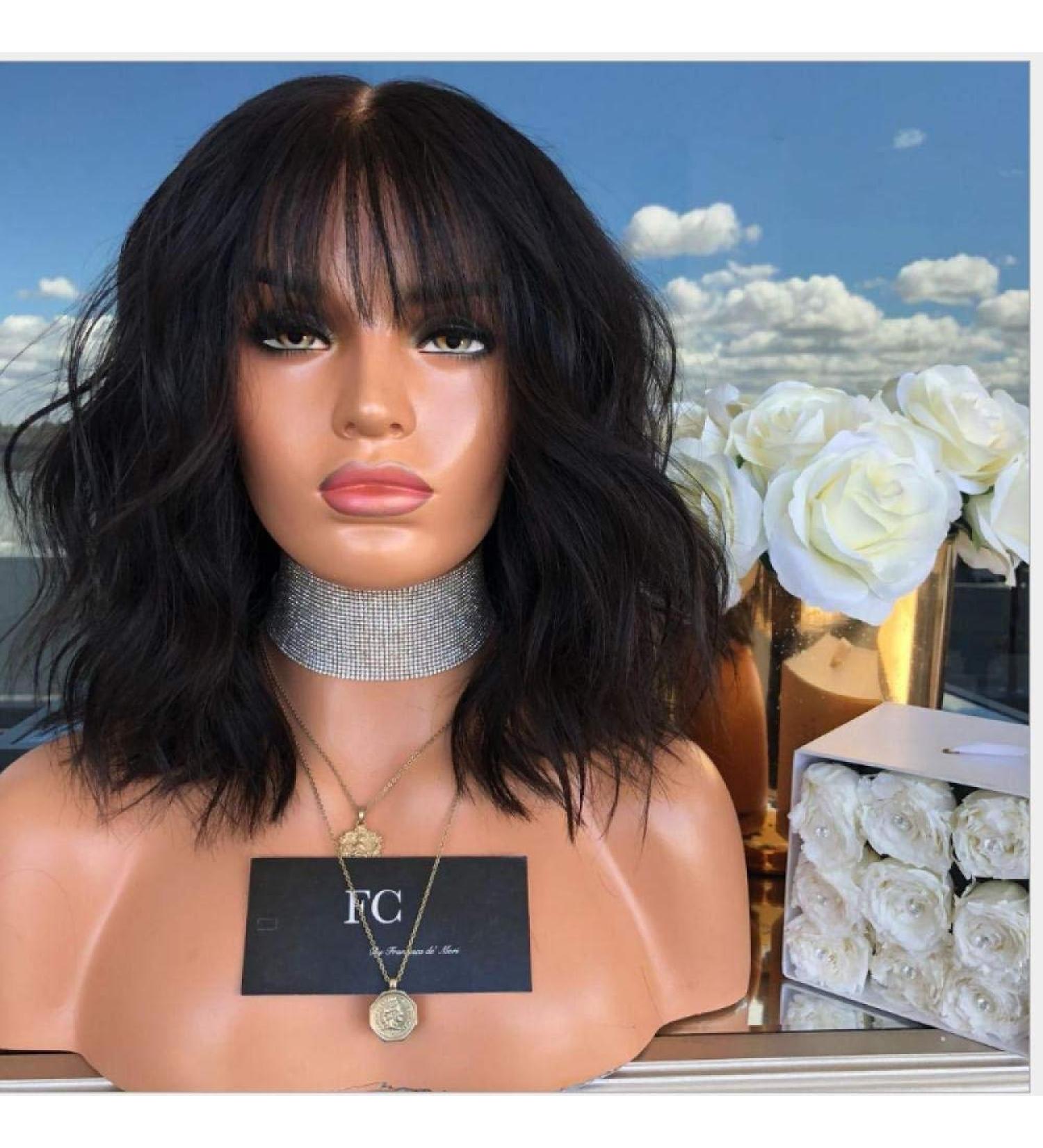 Buy BGHJUE African Wig - Black Fluffy Short Lace Front Human Hair Wig for Black Women | Pre-Plucked Hairline | Brazilian Remy Hair - Buy Online on GoSupps.com