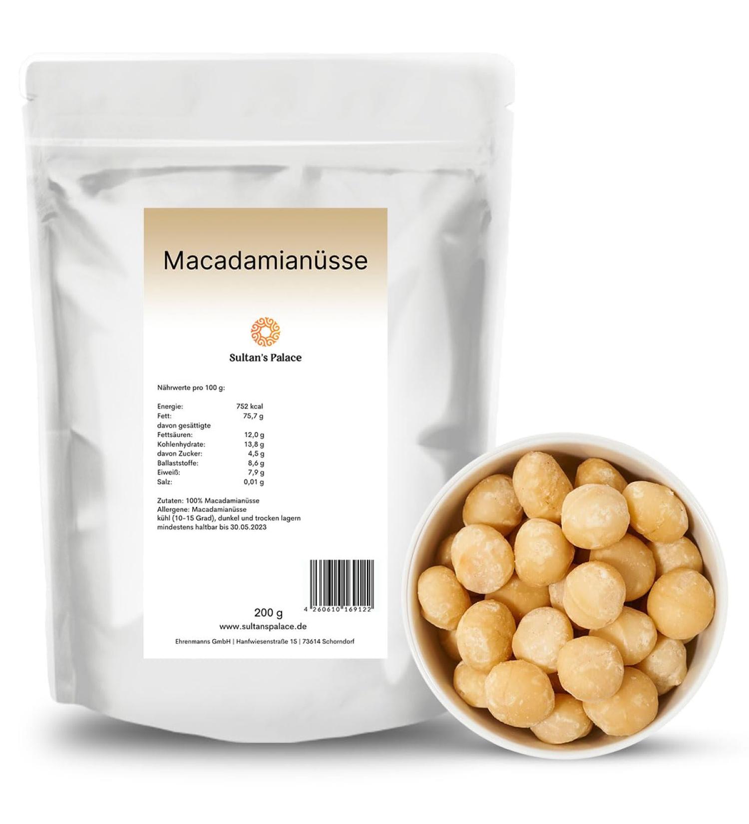 Sultan's Palace Macadamia Nuts 200g - Natural Raw Vegan Snack & Muesli Topping - Premium Quality - Buy Online on GoSupps.com