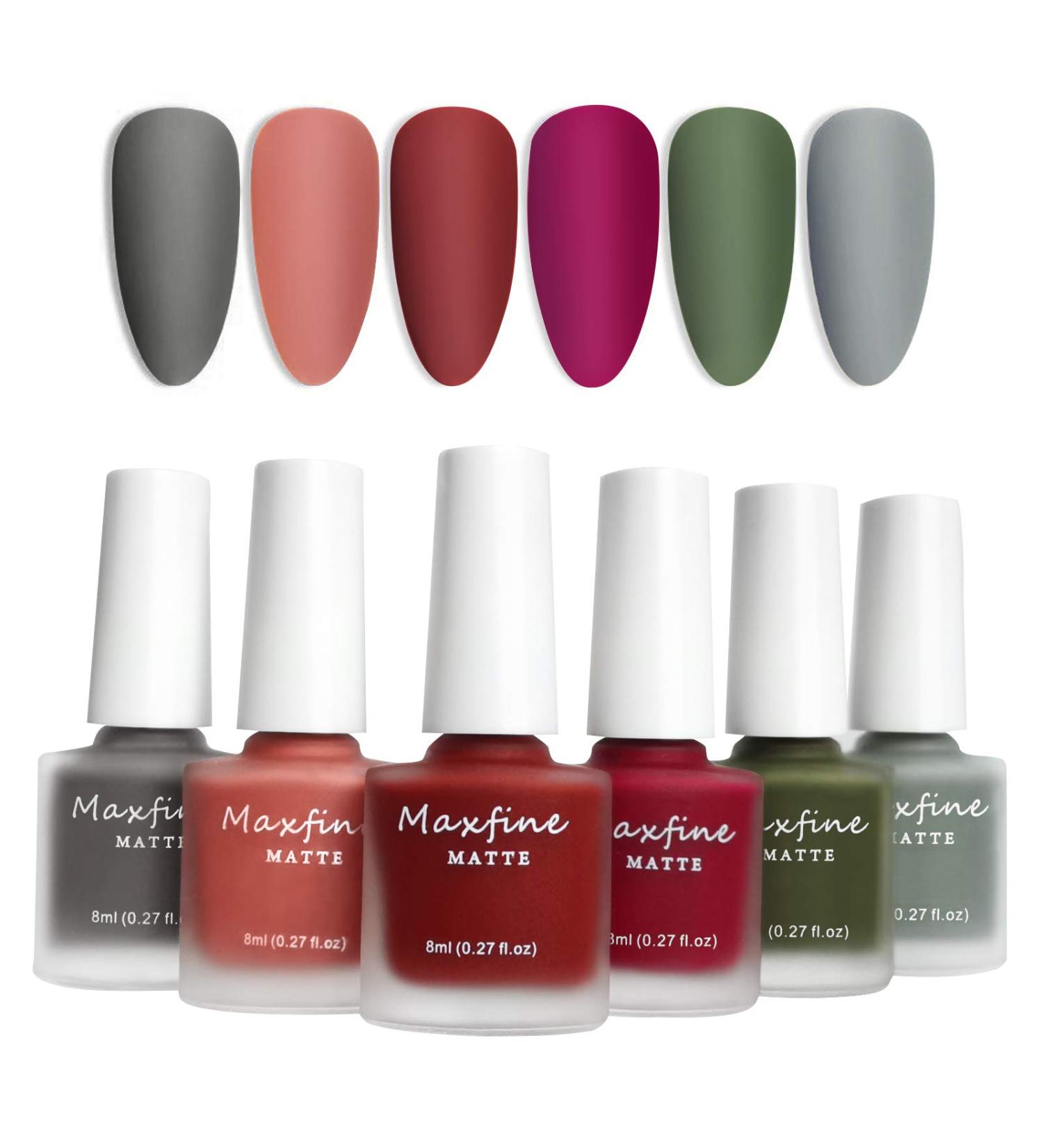 LOKFAR 6 Colors Matte Nail Polish Set - Mist Effect Velvet Gel Kit for Long Lasting Waterproof Nail Art - 8 ml/Bottle - Buy Online on GoSupps.com