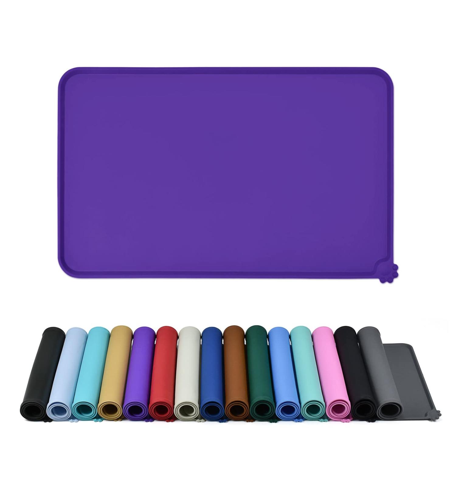 Reopet Silicone Pet Feed Mats - Waterproof Dog & Cat Mats with Elevated Edges 87x57 cm (1-Pack) Purple - Ideal for Mess-Free Feeding - Buy Online on GoSupps.com