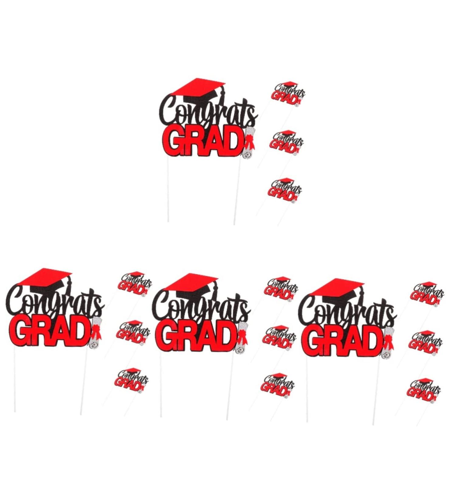 16 pcs Graduation row grad cake topper graduation cake insert 2023 cake toppers Graduation Decorations Class of 2023 Grad Picks snacking cakes cupcake topper appetizer mini Paper Redx4pcs 14X7.5CMx4pcs - Buy Online on GoSupps.com