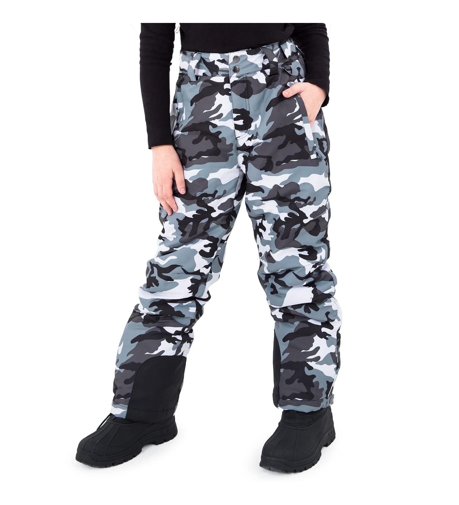 Sportneer Kids Snow Pants Waterproof Ski Pants for Boys and Girls Size 18 20 Camo Print