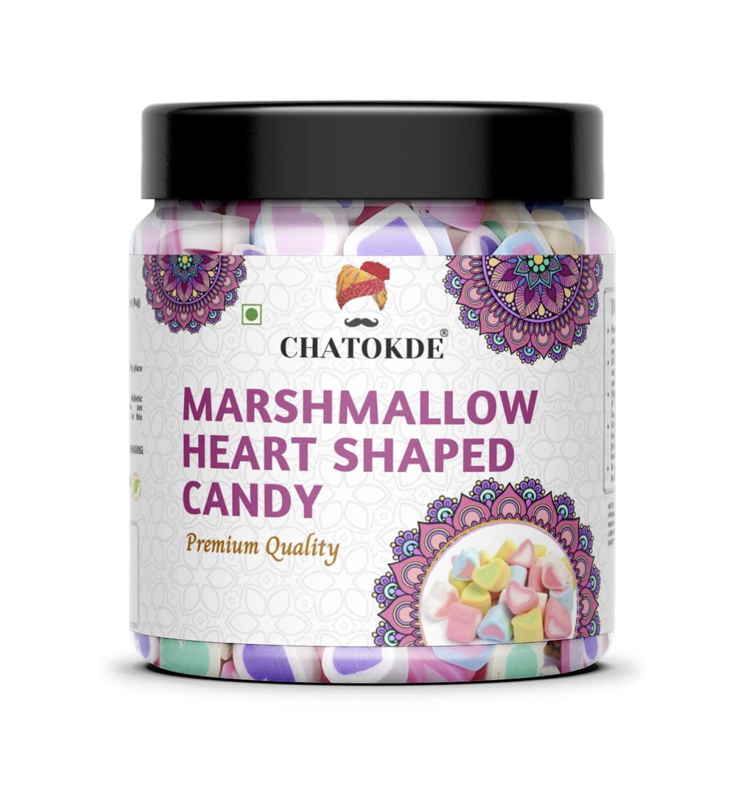CHATOKDE Heart Shape Marshmallows 100% Vegan - Assorted Fruit Flavours 200 gram_Packing May Vary
