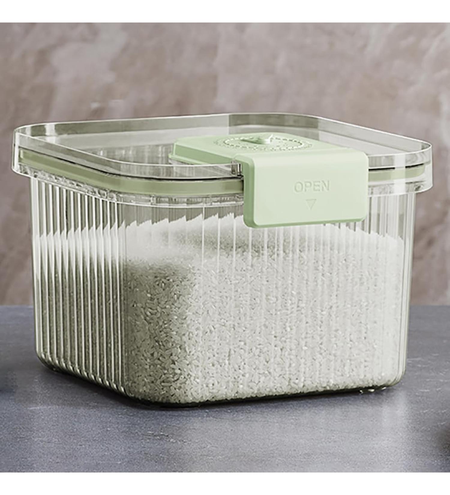Sions Fully Transparent Rice Dispenser Grain Rice Storage Jar with Sealing Lid Large-Capacity Kitchen Airtight Storage Box Wide-Mouth Sealed Jar with Time Scale Green 17 * 24.2cm Green 17*24.2cm - Buy Online on GoSupps.com