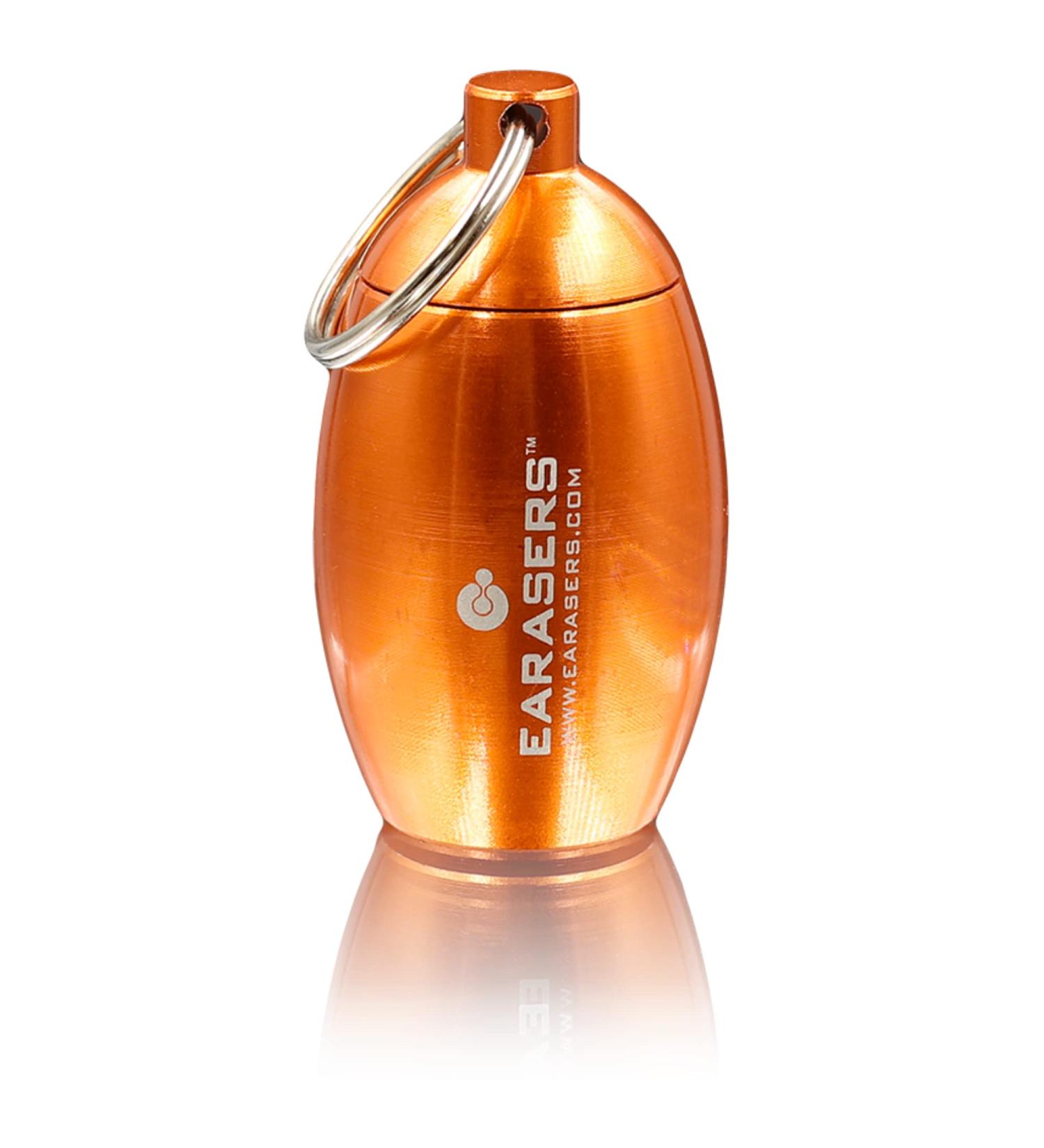 EARasers Keychain Carrying Case - Waterproof Aluminium Earplugs & Pills Holder - Orange Stash Can for Travel - Buy Online on GoSupps.com