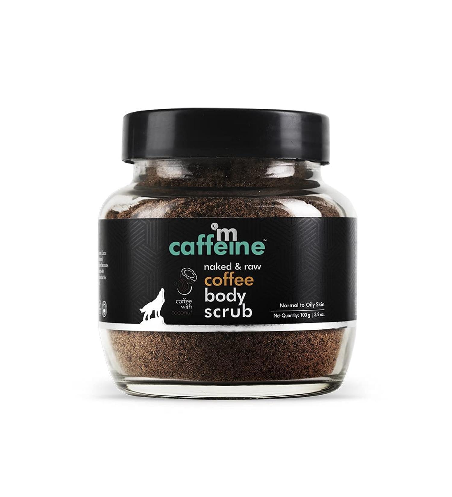 mCaffeine Naked & Raw Coffee Body Scrub 100 g | Coconut | Tan Removal | Oily/Normal Skin | Paraben & SLS Free