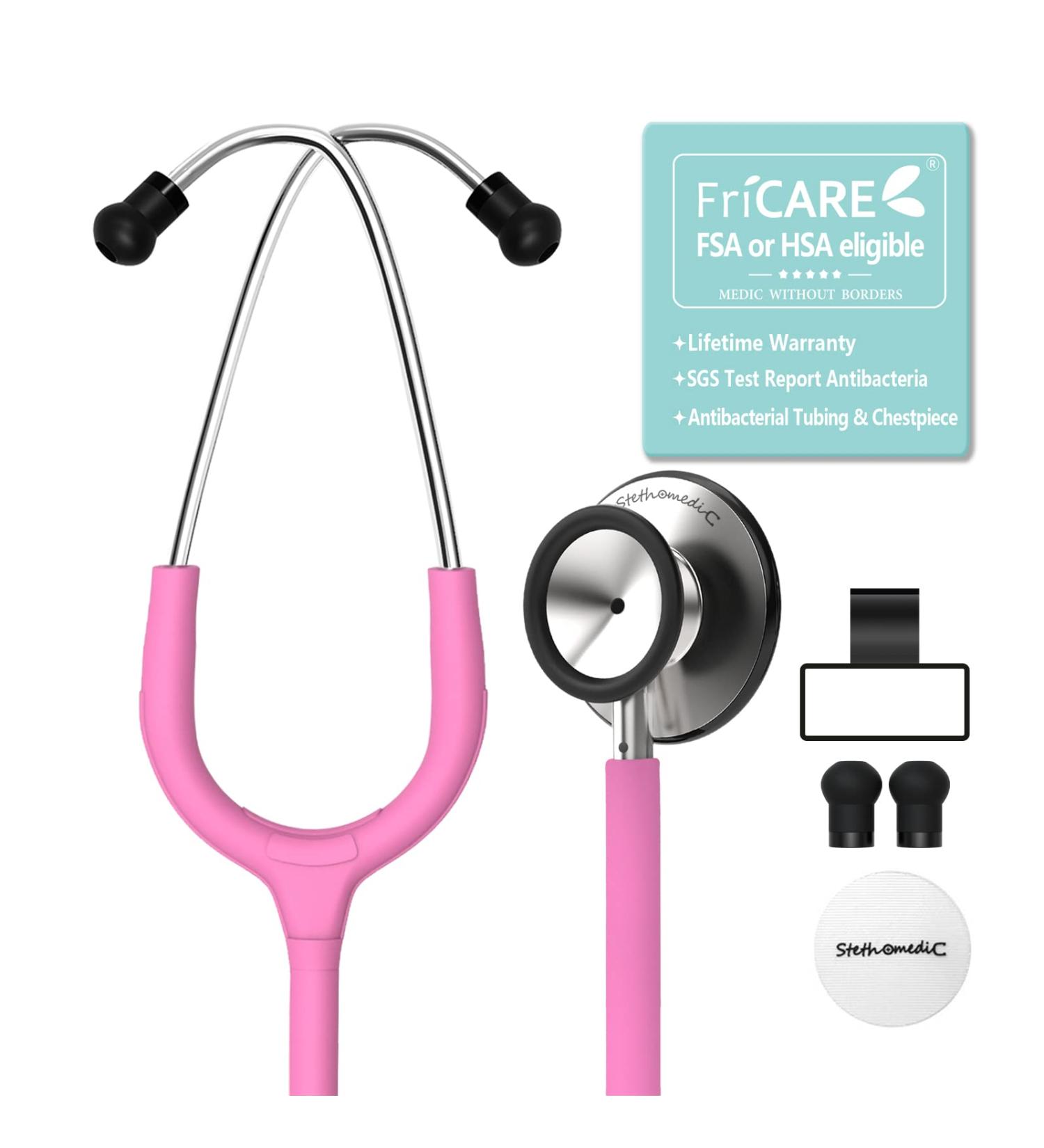 FriCARE Dual Head Stethoscope - Classic Lightweight Design for Medical and Home Use - 28 inch - Peach Pink - Ideal Gift for Nurses, Doctors, and Medical Students - Buy Online on GoSupps.com