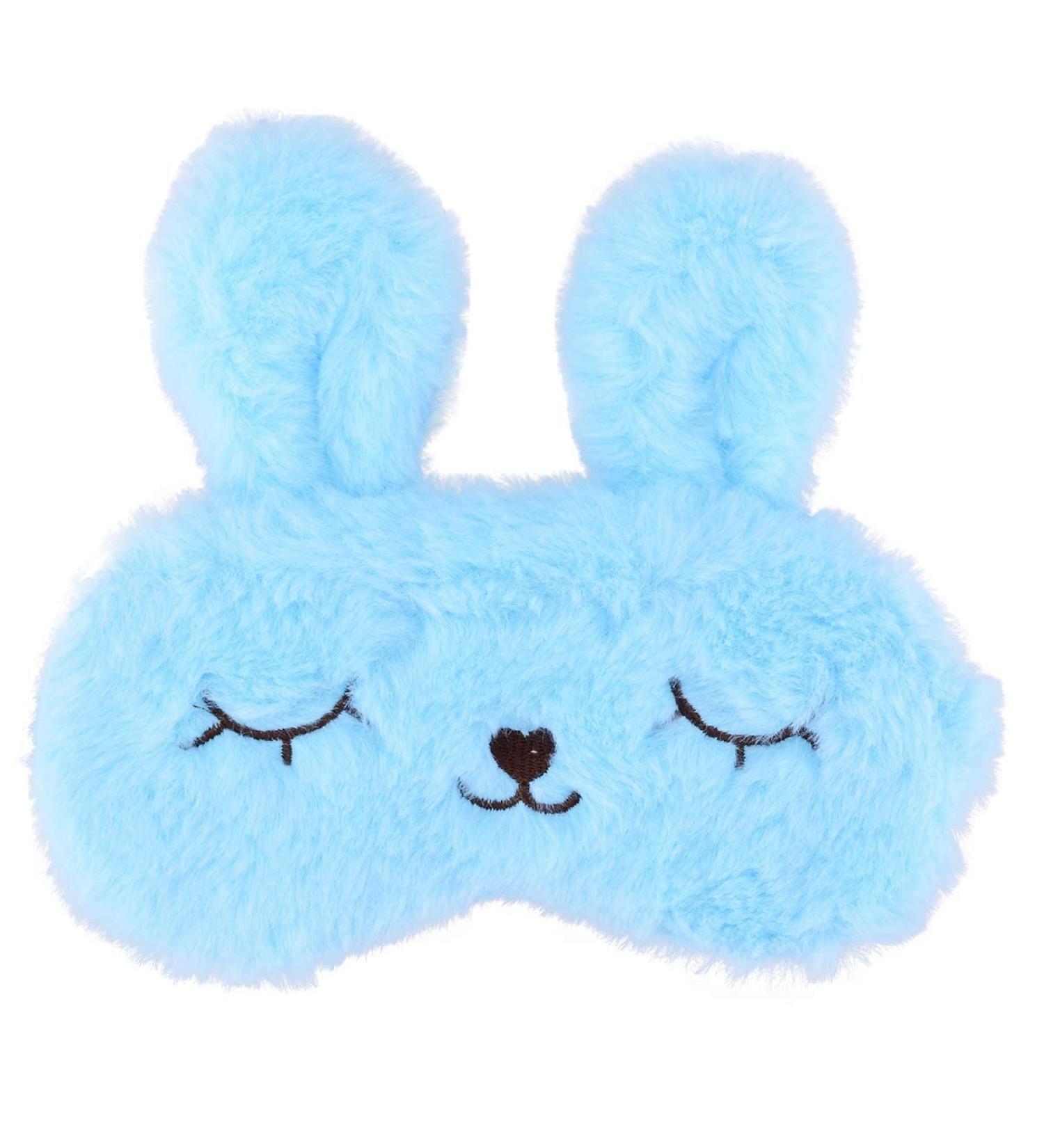 ULIFEMALL Cute 10 Rabbit Blue Sleeping Mask - Soft Fluffy Plush Bunny Blindfold for Kids, Girls, Boys, Women - Perfect for Night, Nap, Travel, Meditation - Buy Online on GoSupps.com