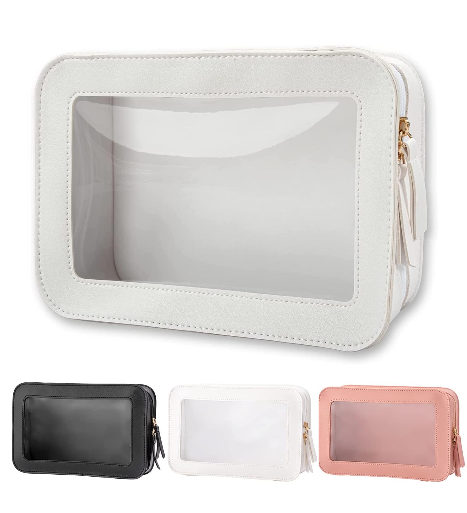Clear Travel Toiletry Bag for Women & Men - Waterproof Cosmetic Makeup Bag with Zipper - Large Size Wash Bag (White) - Buy Online on GoSupps.com