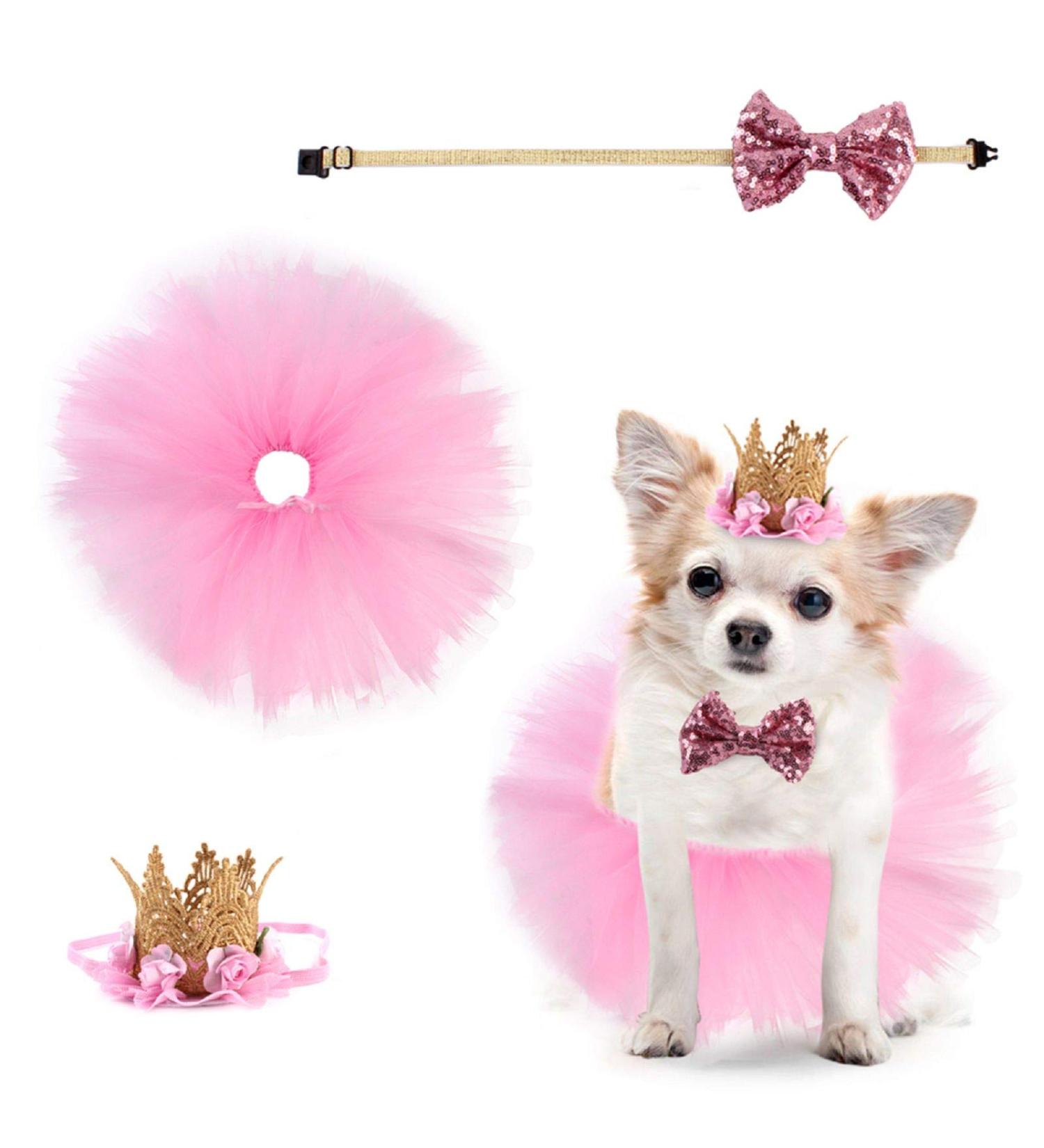 Nicoone Dog Tutu Rock Fly Crown Hat Set | Cute 3-Piece Outfit for Small Dogs & Cats | Perfect Dog Party Gift - Buy Online on GoSupps.com