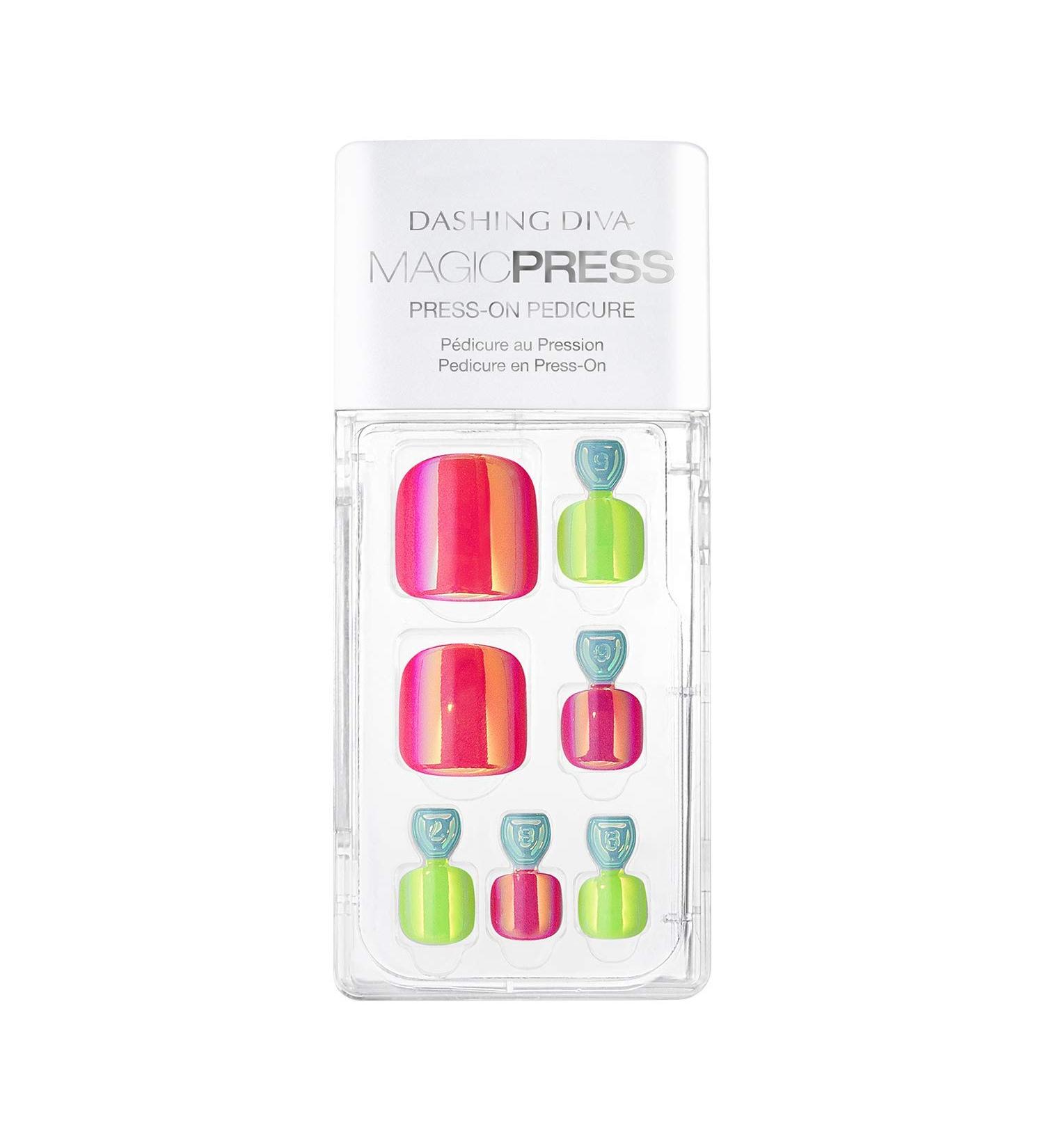 Dashing Diva - Magic Press - Press-On Pedicure - Neon Glow - 24 Pieces