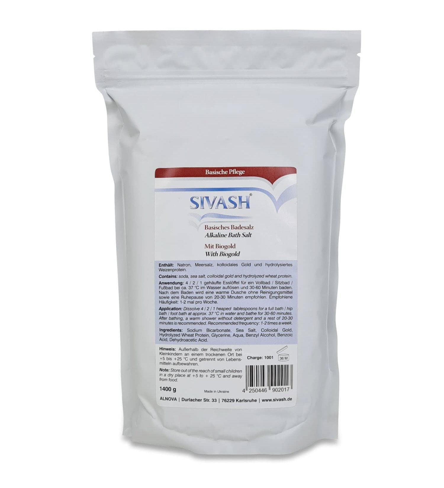 SIVASH Alkaline Bath Salt with Biogold - Alkaline bath with baking soda sea salt and colloidal gold 1400g