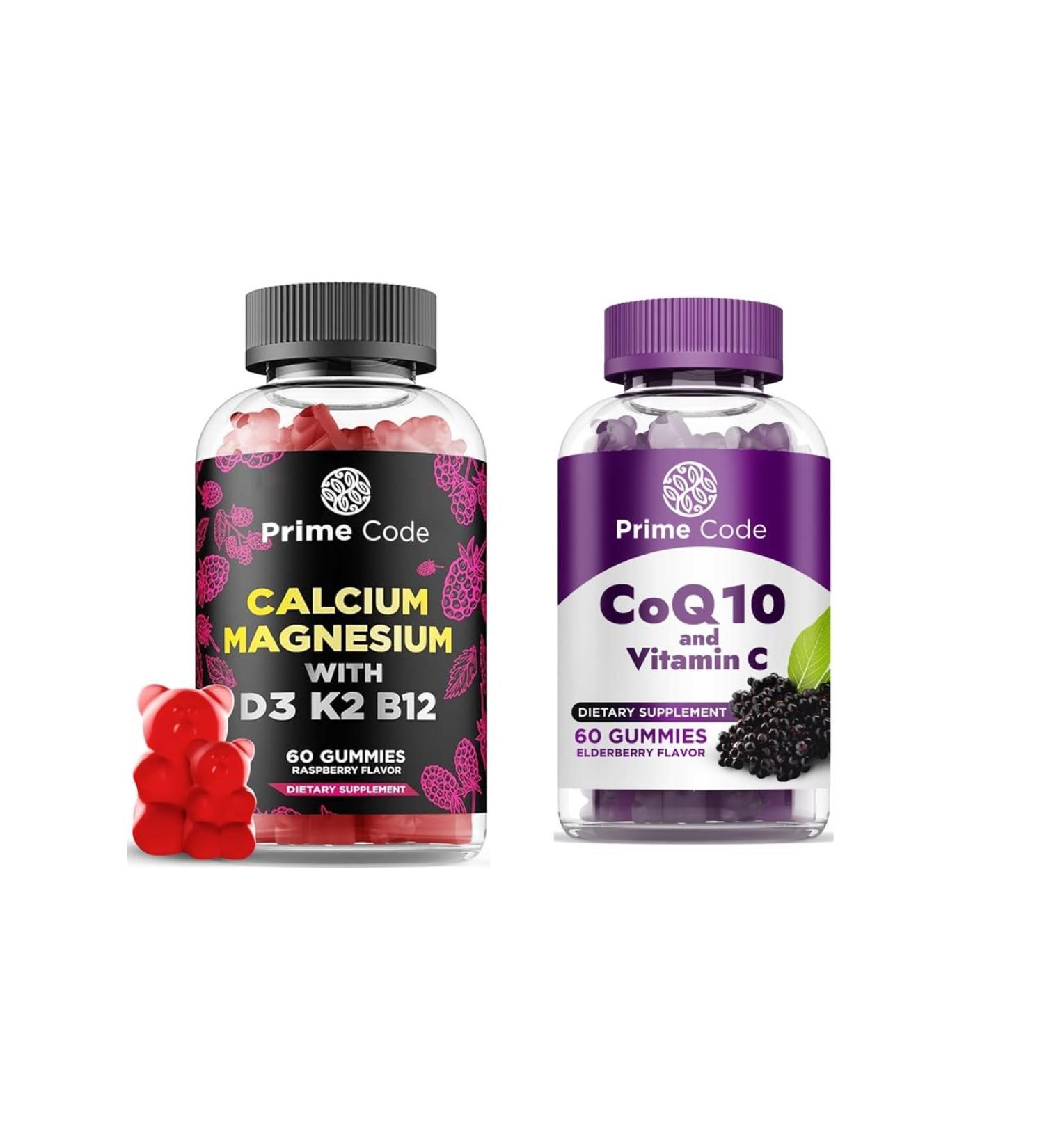 Prime Code Calcium Gummies for Women & Men with Magnesium Vitamin B12 Vitamin K2 & Vitamin D3 CoQ10 200mg & Vitamin C 250mg Gummies - Buy Online on GoSupps.com