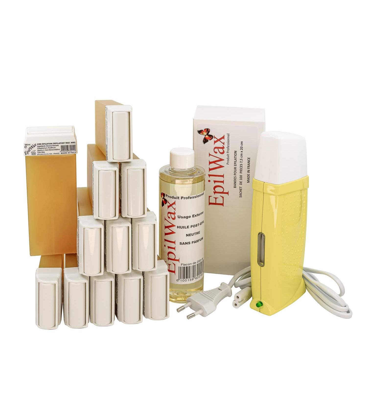 Epilwax Royal Complete Epilation Kit | Professional Wax Warmer 12 Roll-On Honey Wax 100 Epilation Strips & Aftercare Oil | Perfect for Smooth Skin - International Shipping Available - Buy Online on GoSupps.com