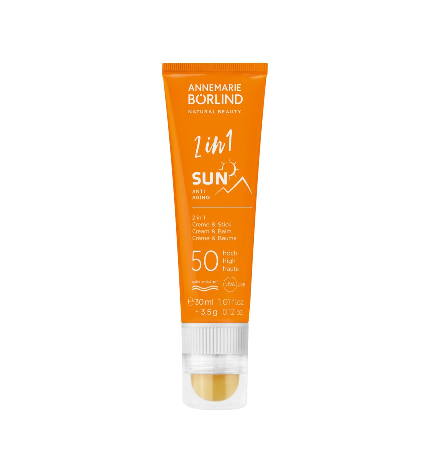 ANNEMARIE B RLIND Sun Antiaging 2in1 cream & stick SPF 50 30 ml offers high sun protection and care in one protects against premature skin aging intensively moisturizes - Buy Online on GoSupps.com