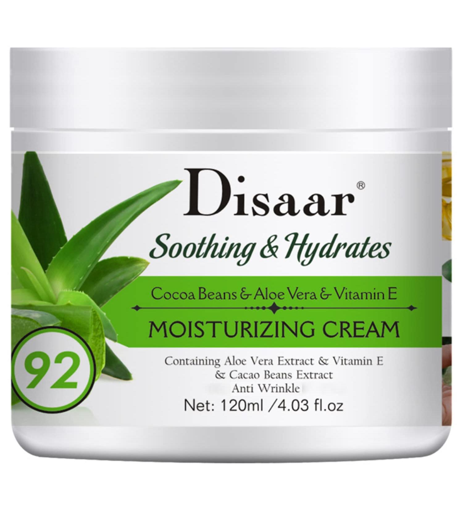 DISAAR Beauty Moisturizing Cream 92% Aloe Vera Cocoa Beans Vitamin E Hydrates Body Skin After Shower Anti-Wrinkle 120ml/4.03fl.oz - Buy Online on GoSupps.com